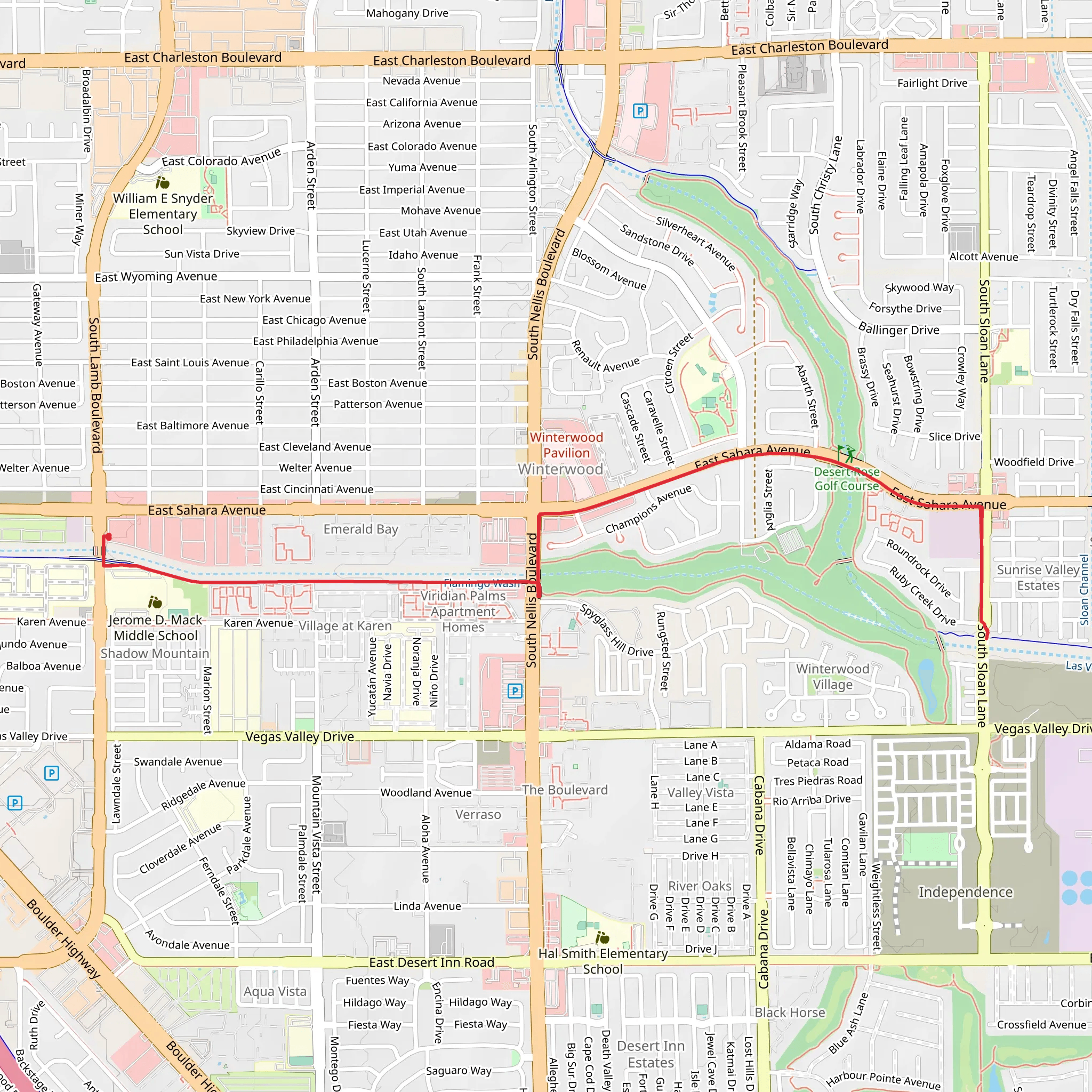 Flamingo Arroyo Trail mobile static map