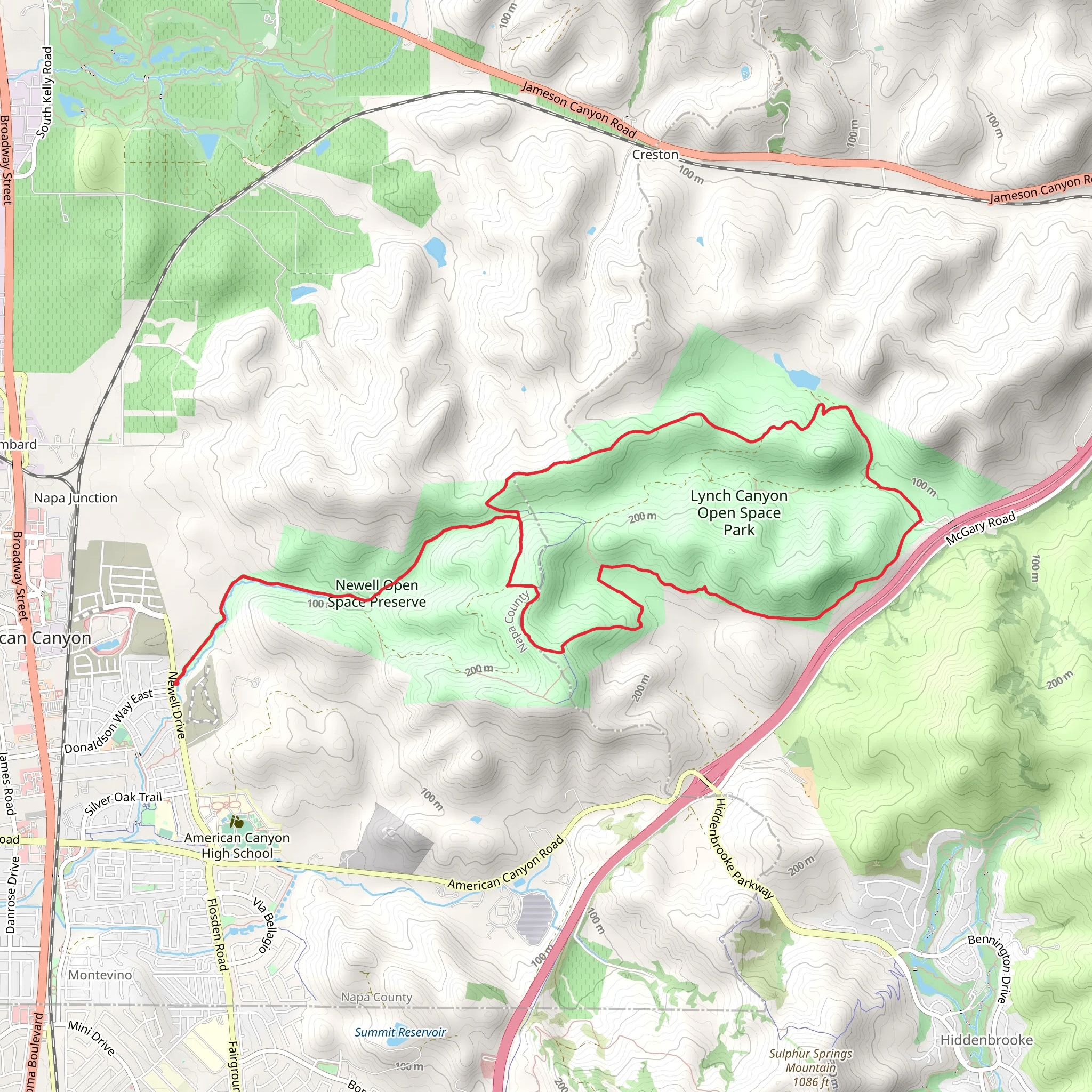 Bay Area Ridge Trail and Ken Poerner Trail mobile static map