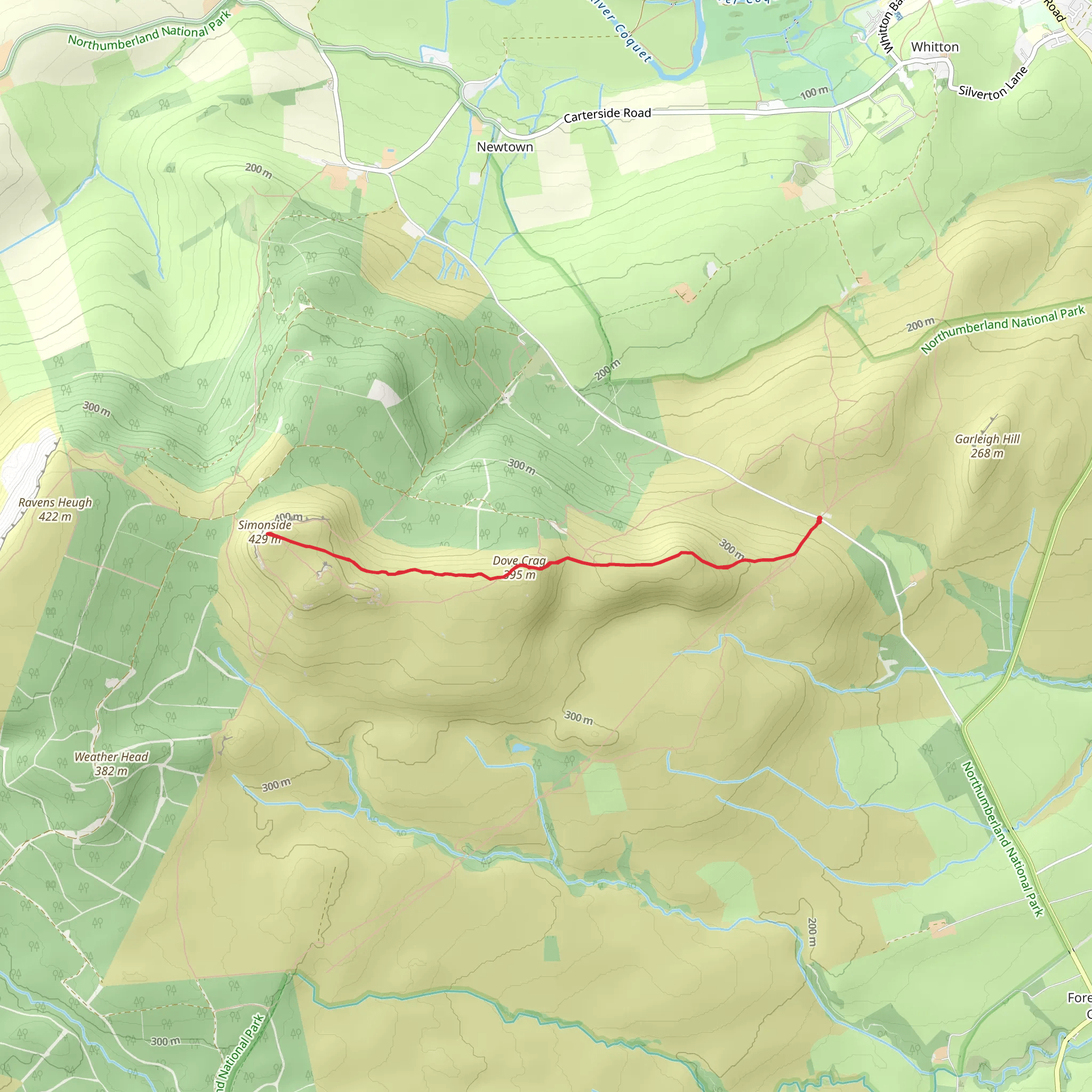 The Simonside Hills near Rothbury mobile static map