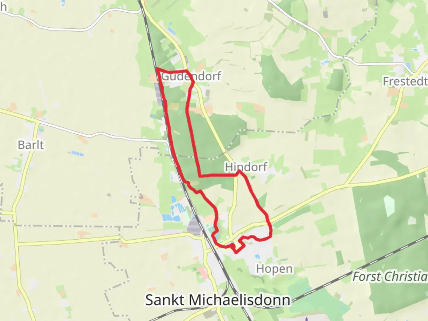 An image depicting the trail St Michaelisdonn Rundwanderweg and Norderweg and its surrounding area.