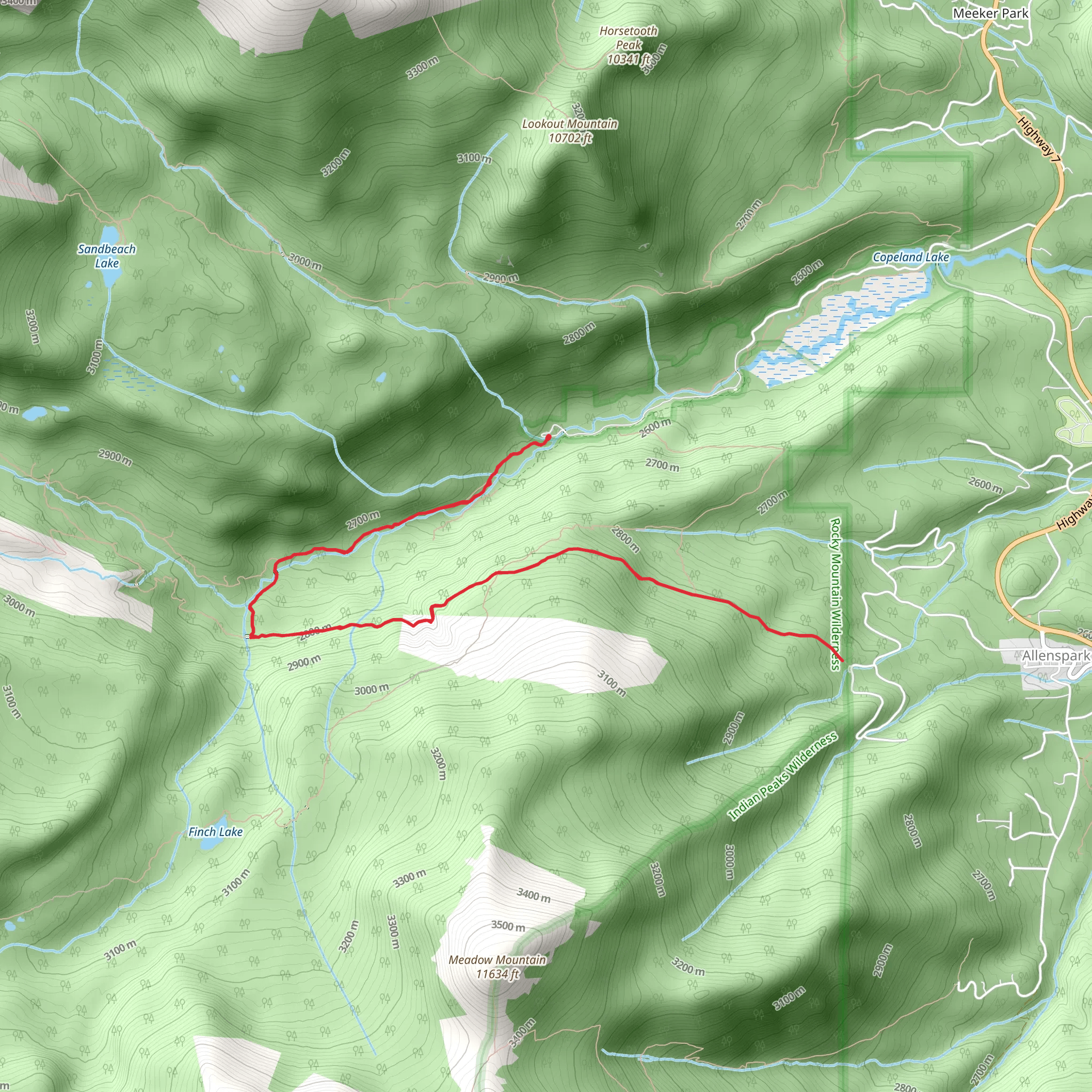Finch Lake - Pear Lake Trail and Allenspark Trail mobile static map