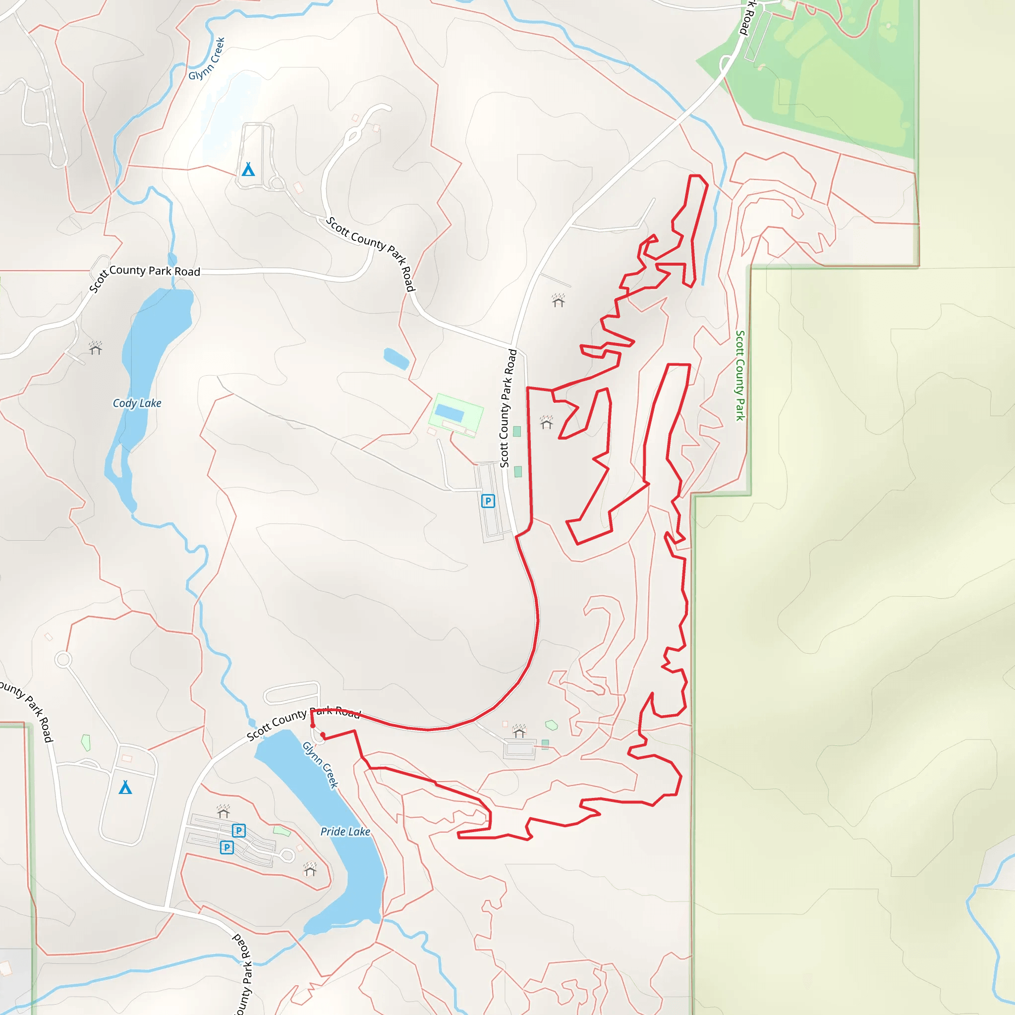 Scott County Park Road Loop - Short mobile static map