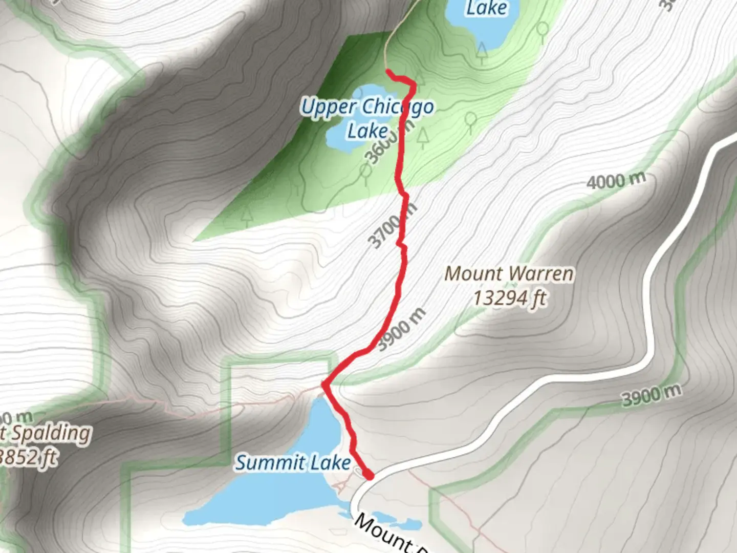 An image depicting the trail Upper Chicago Lakes from Summit Lake and its surrounding area.