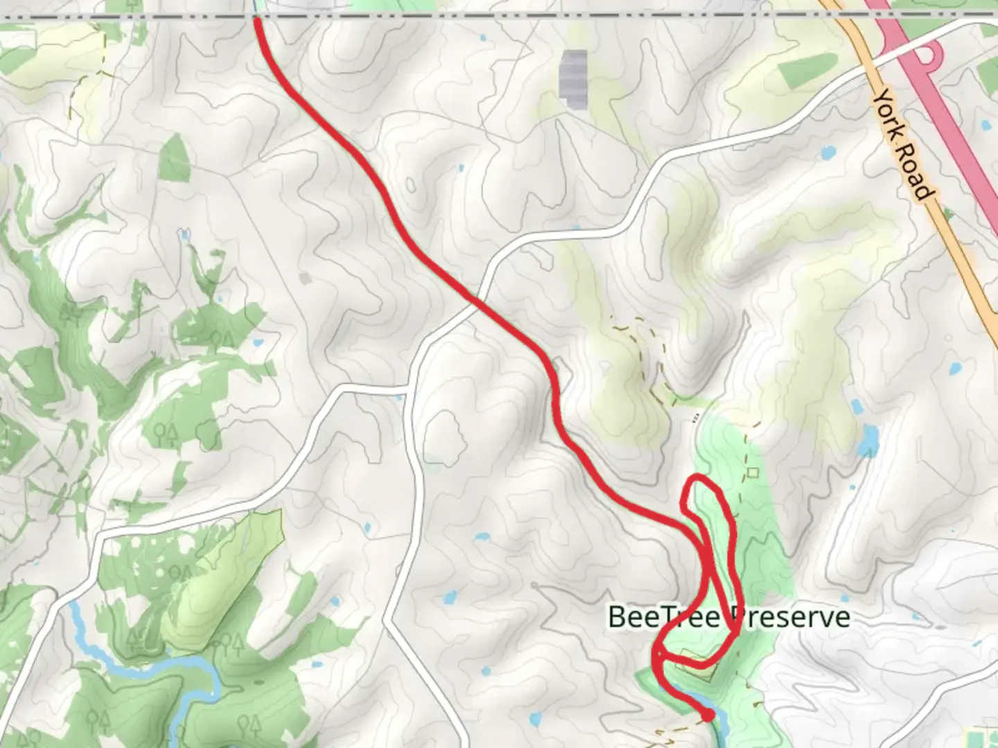 An image depicting the trail Soldier's ridge and Beetree Preserve via Torney C Brown trail and Green Trail and its surrounding area.