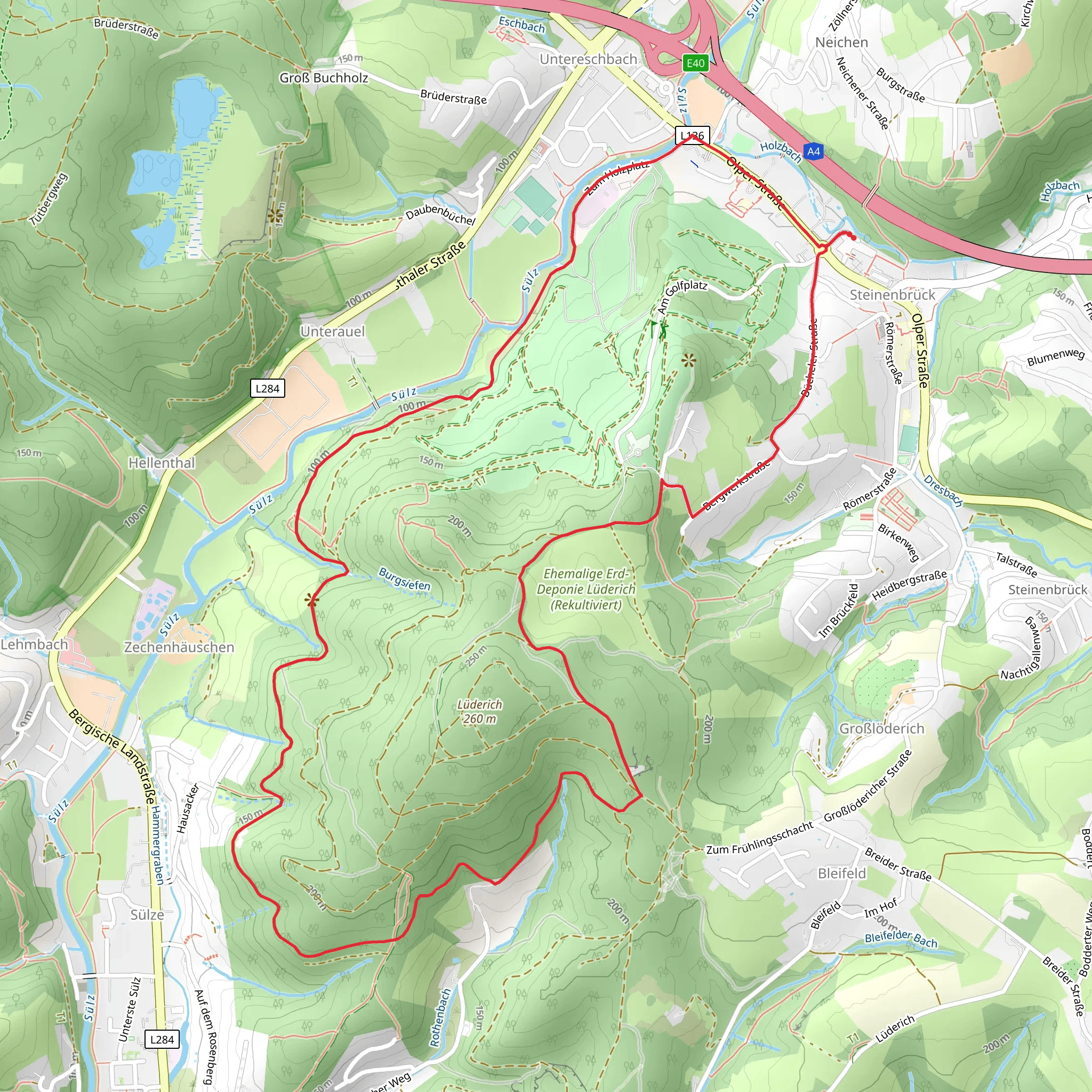 Kurkoelner Weg and Bergbauweg mobile static map