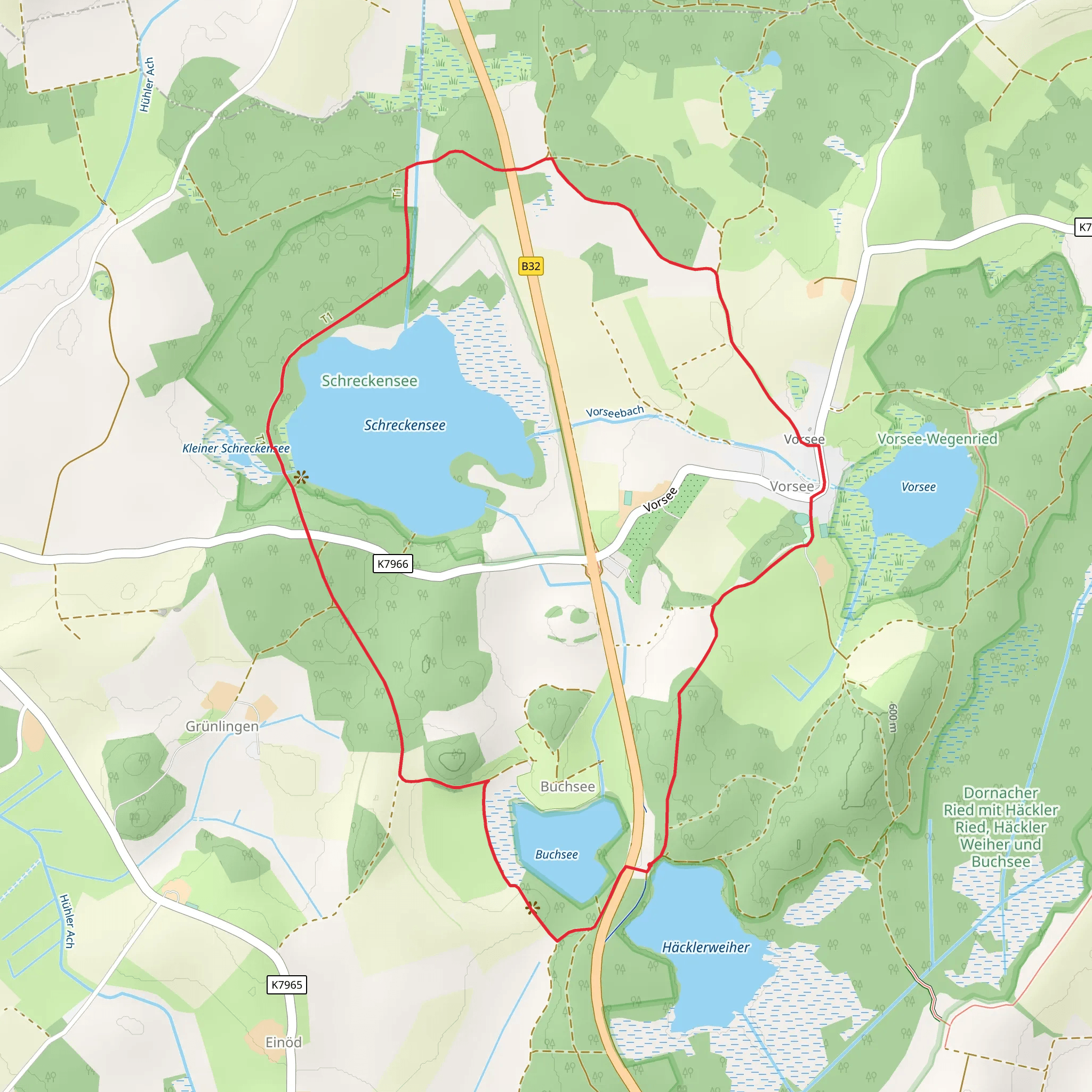Buchsee, Schreckensee and Vorsee Loop mobile static map