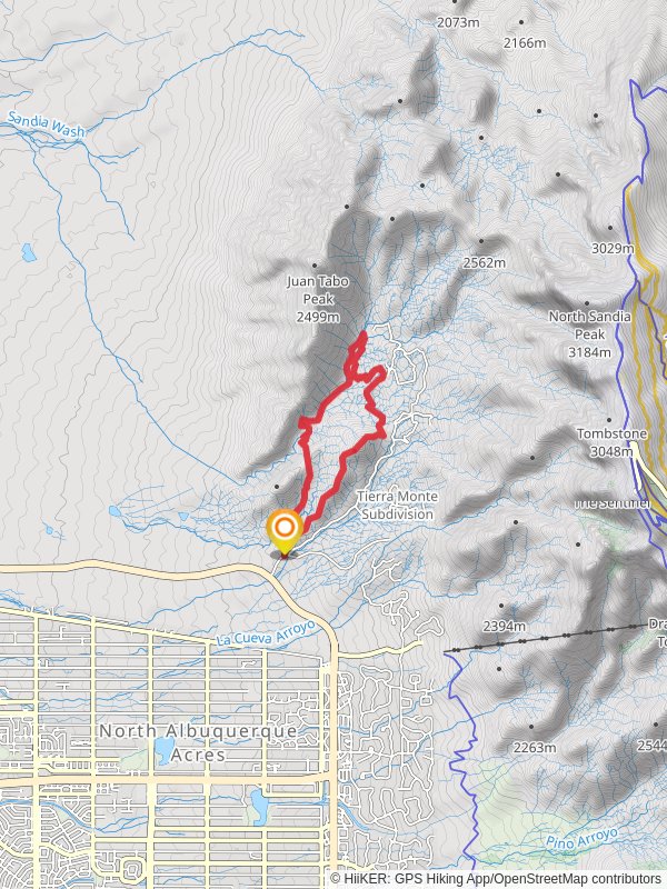 Juan Tabo Cabin Trail, Pinon Trail and Jaral Loop Trail mobile static map