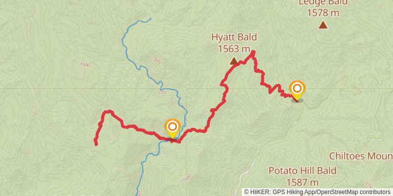 Hughes Ridge to Round Bottom Trailhead via BMT stage 2 Map
