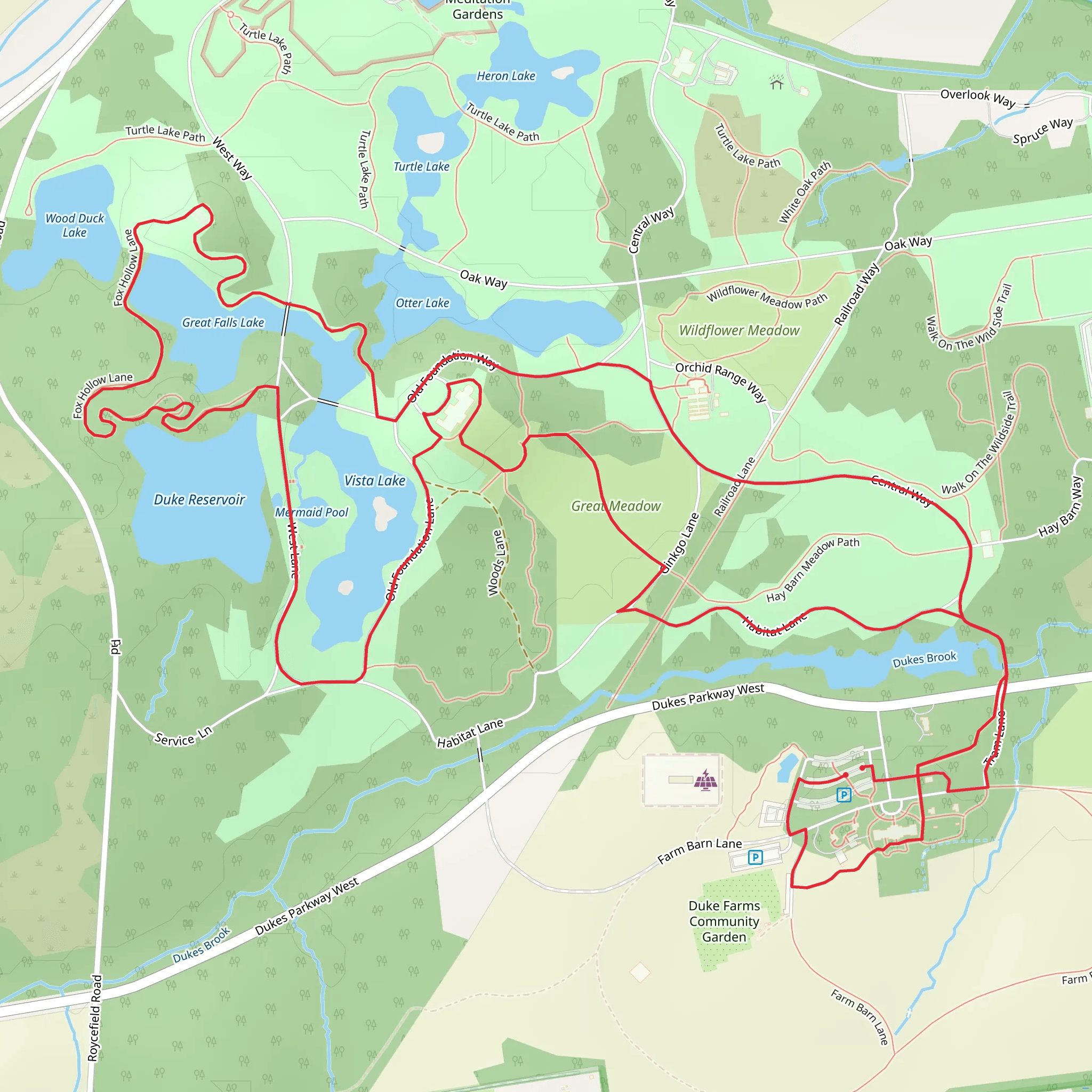 Great Falls Lake and Farm Barn Lane Loop mobile static map
