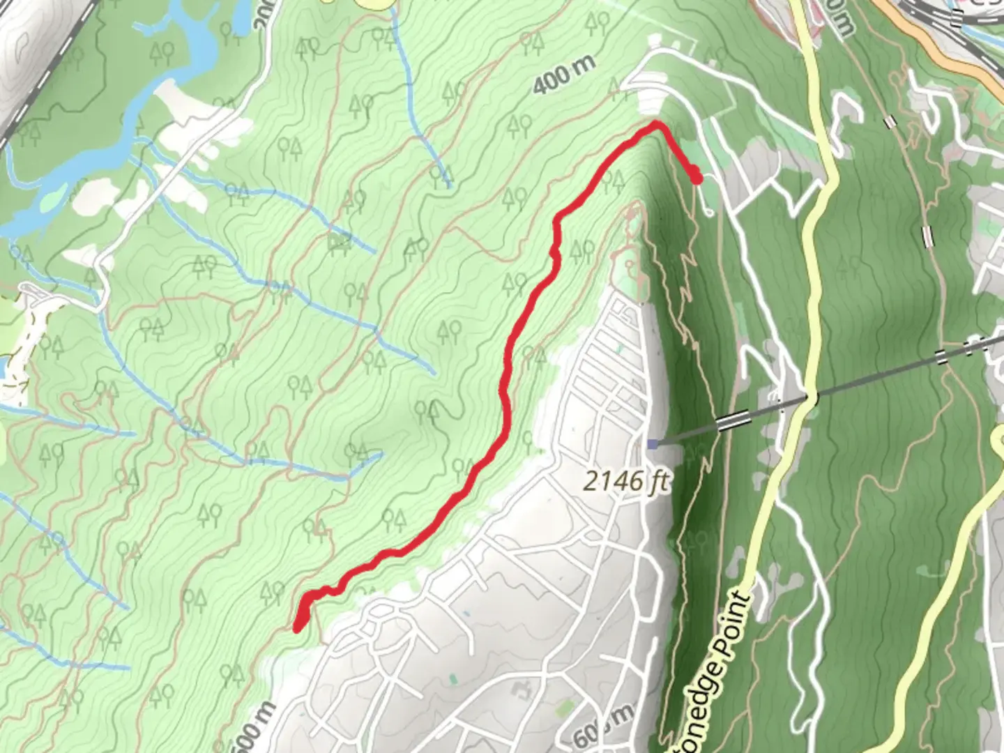 An image depicting the trail Bluff Trail and Cravens House Trail and its surrounding area.