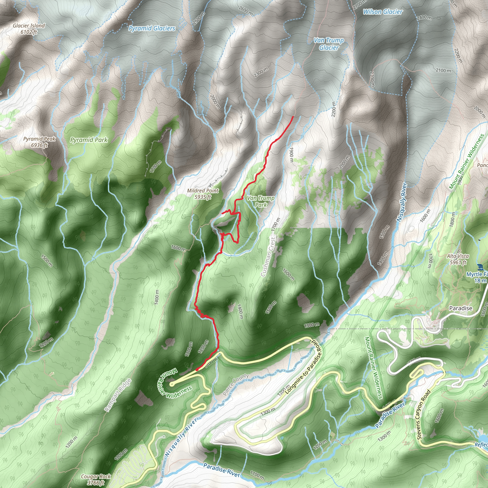 Comet Falls & Van Trump Park Trail mobile static map