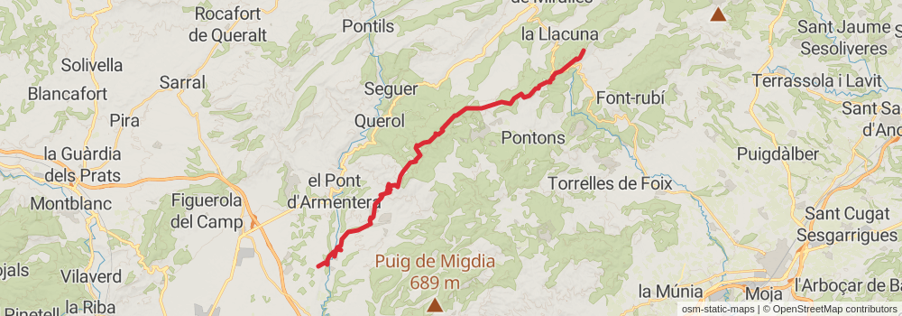 GR 172 De Bellprat to la Mussara stage 5 Map