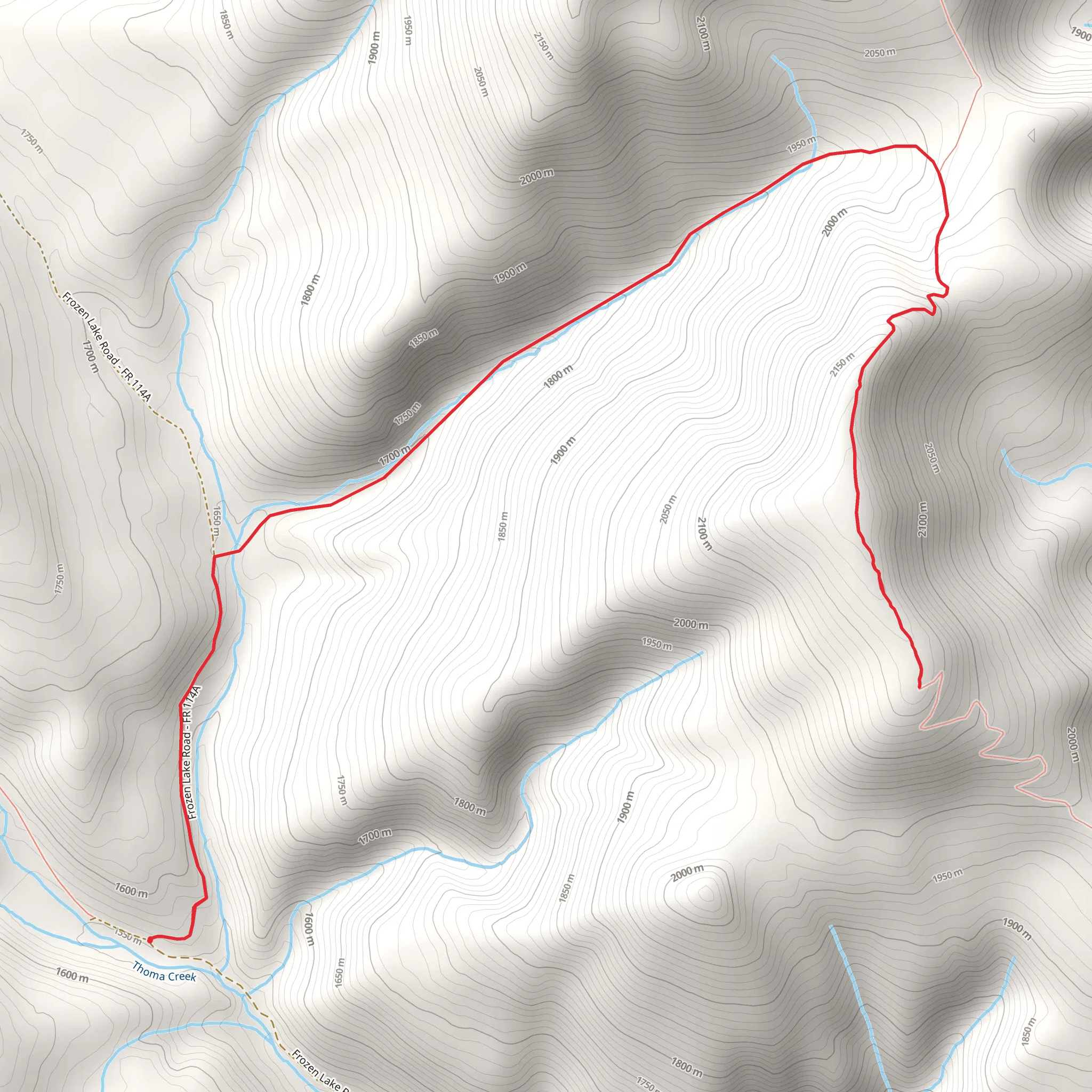 Mount Hefty Trail via Frozen Lake Road mobile static map