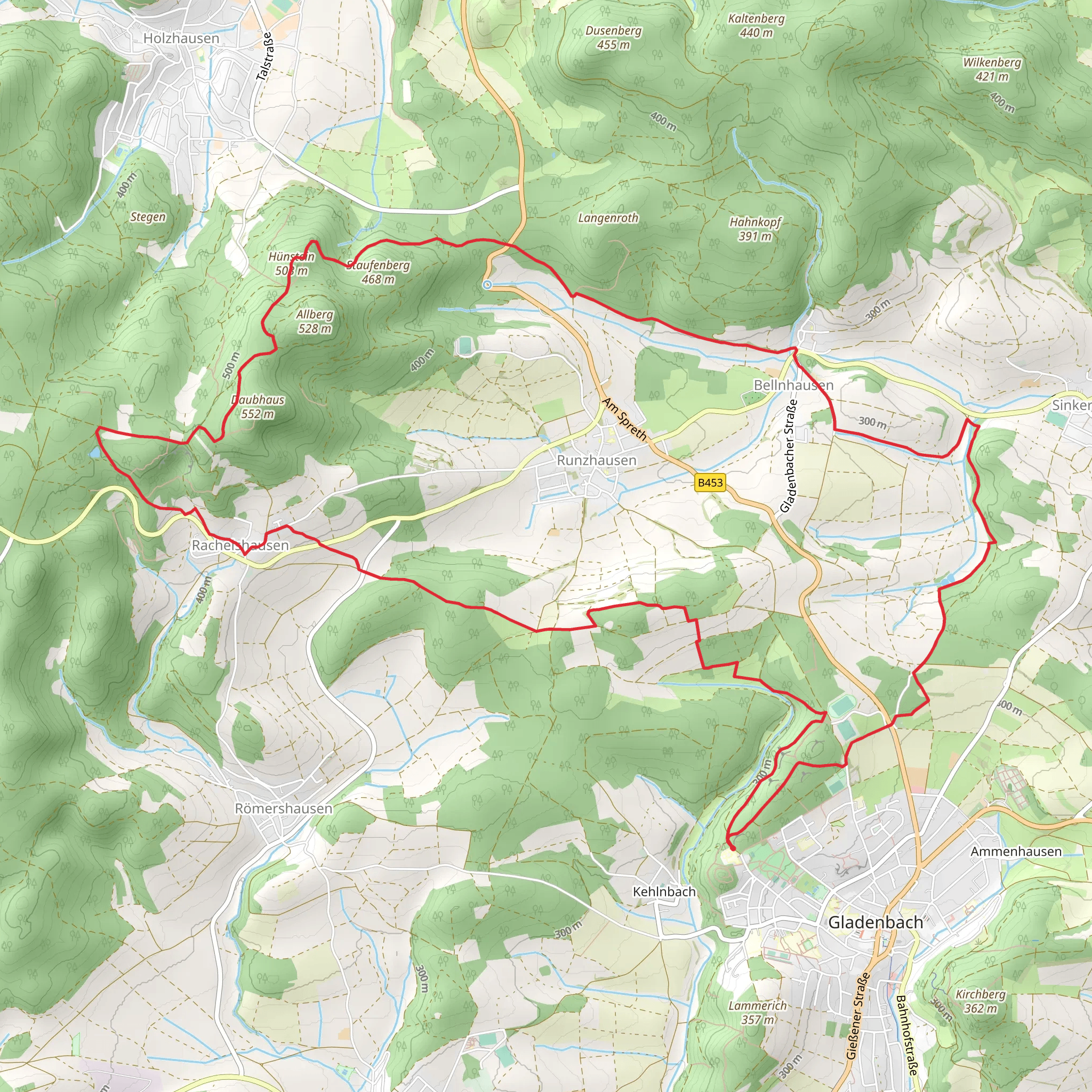 Runzhausen Loop via Daubhaus mobile static map