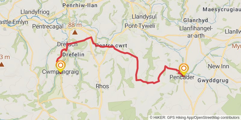 Wales Cistercian Way stage 18 Map