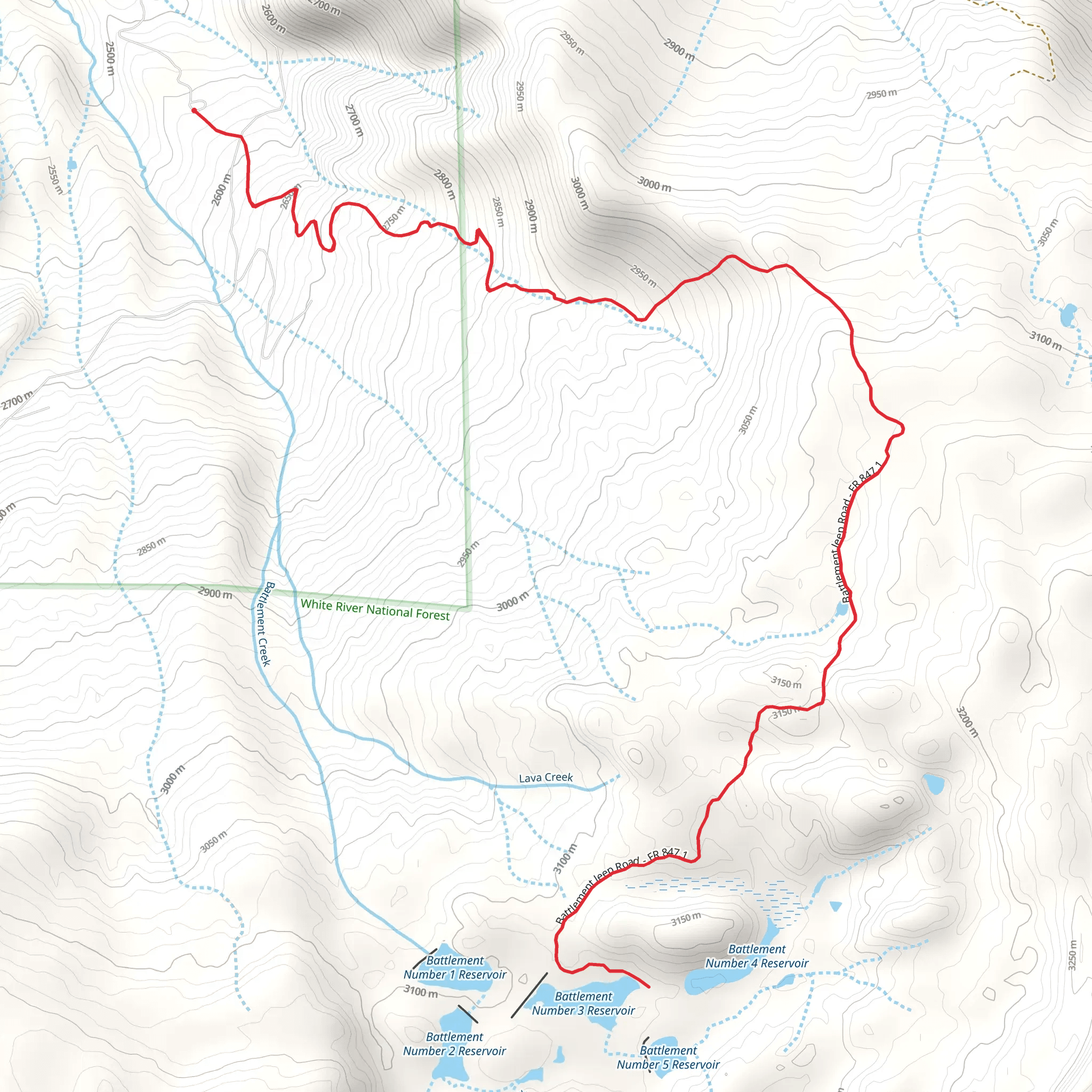 Battlement Number 3 Reservoir Walk mobile static map