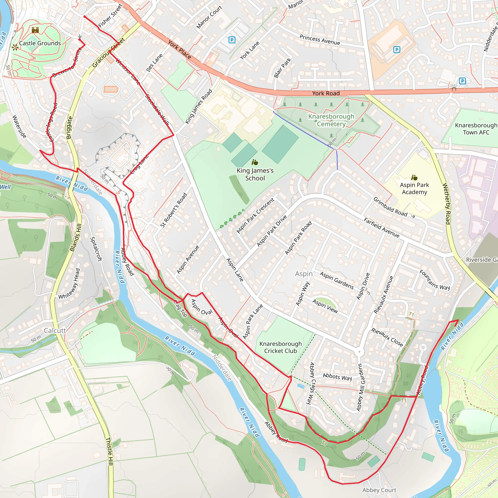 Abbey Road - Wood Sculptures and Knaresborough Castle mobile static map
