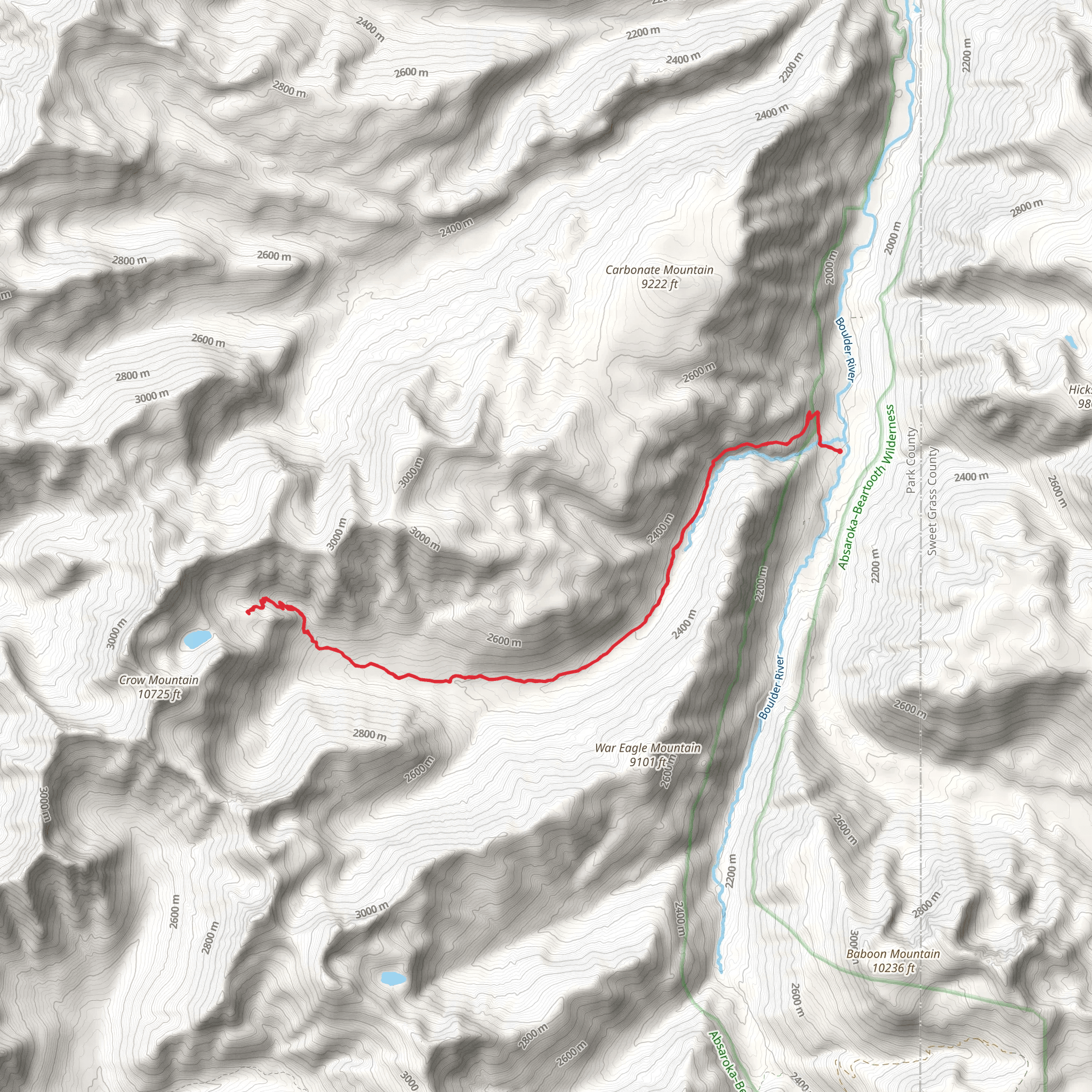 Bridge Lake via Bridge Creek Trail mobile static map