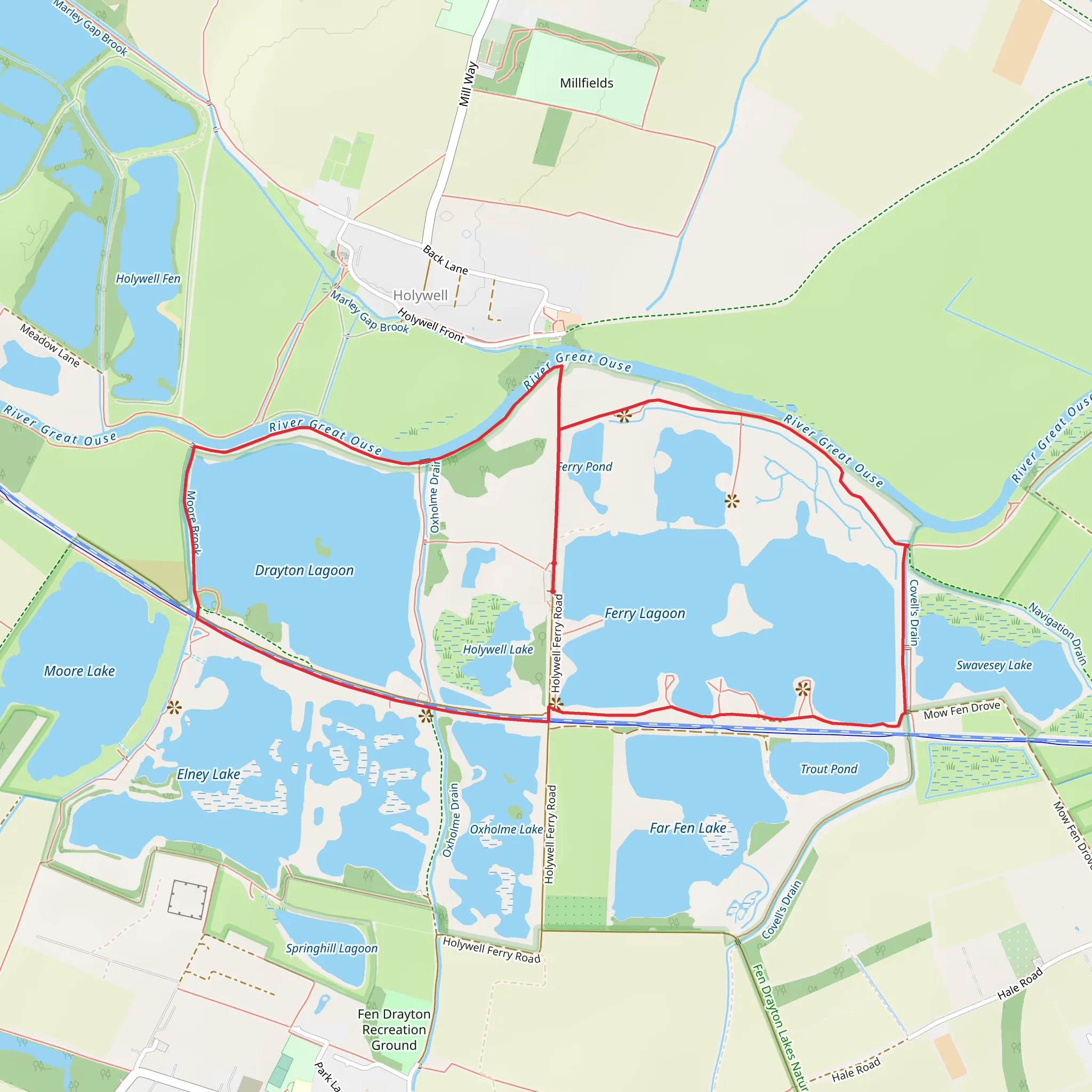 Fen Drayton Lakes Loop mobile static map