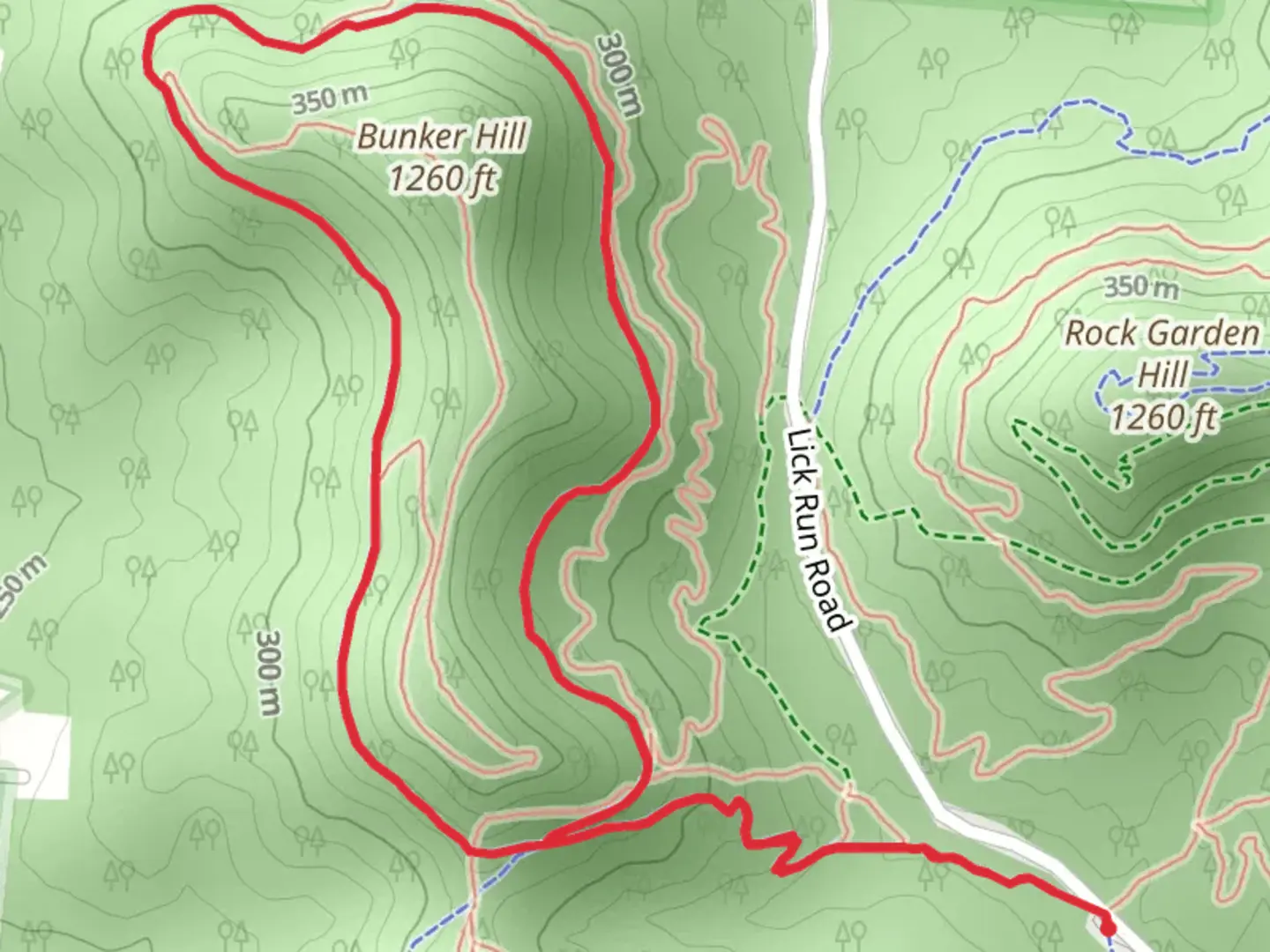 An image depicting the trail Bunker Hill Loop and its surrounding area.