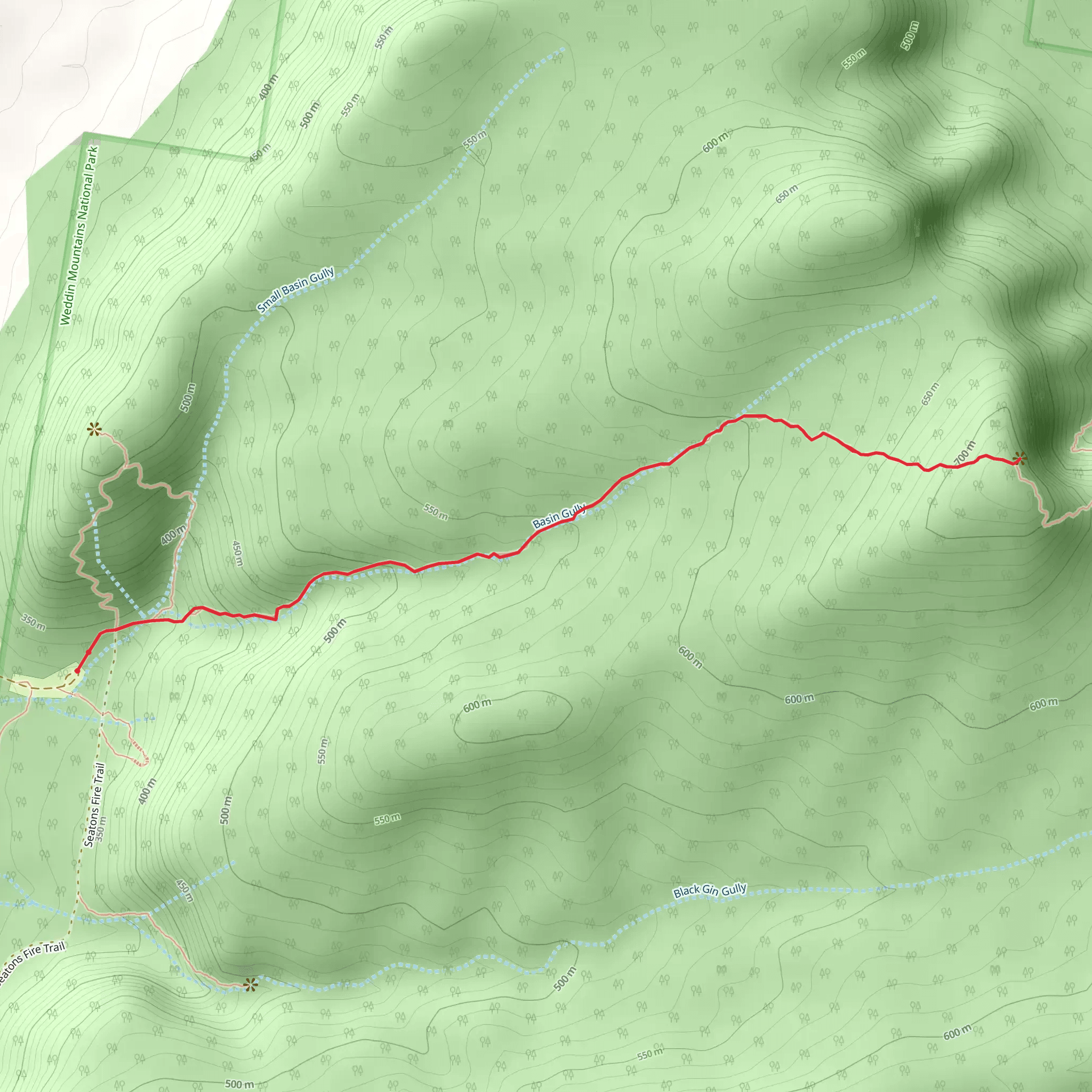 Basin Gully to Eualdrie Lookout Track mobile static map