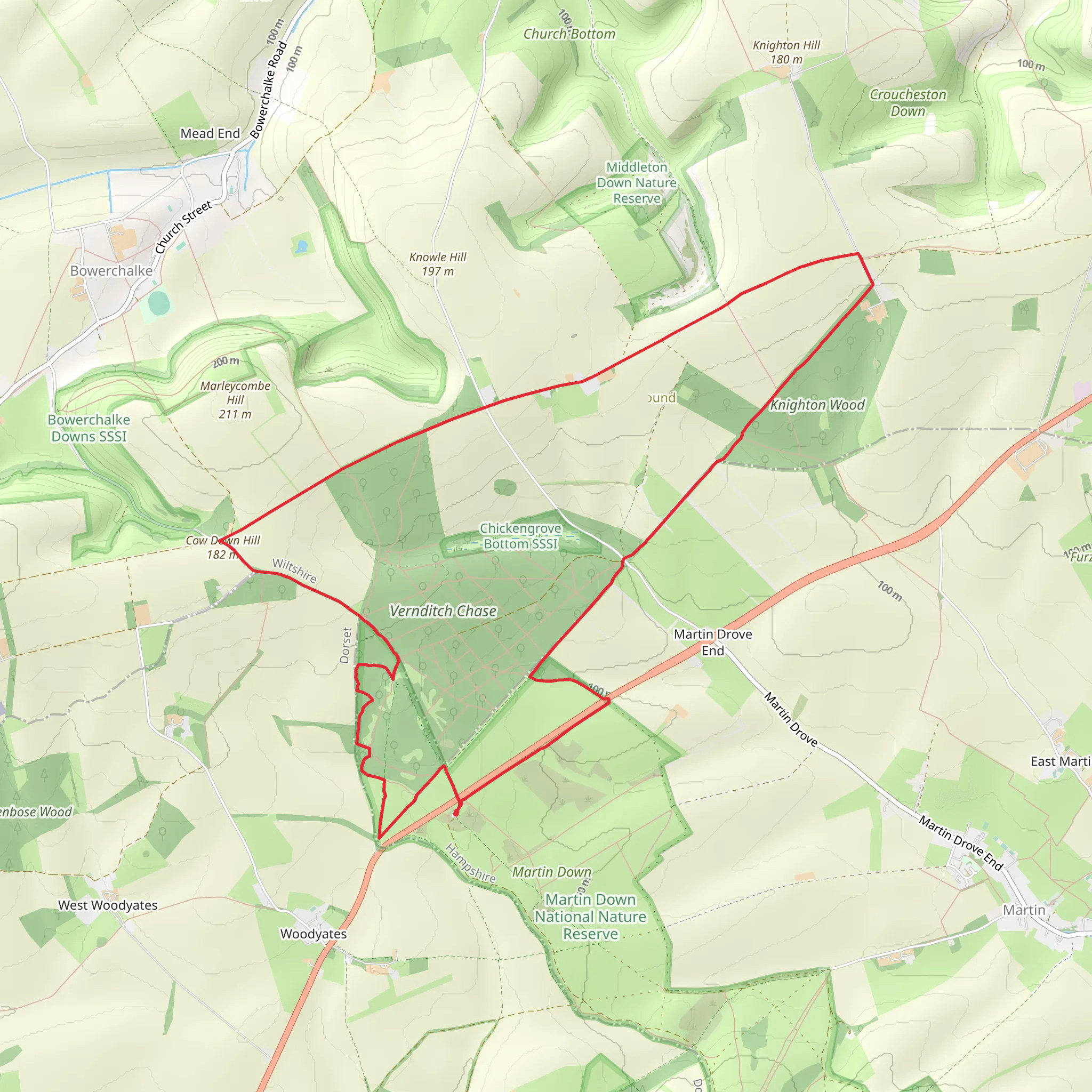 Cernditch Chase and Knighton Wood Loop mobile static map