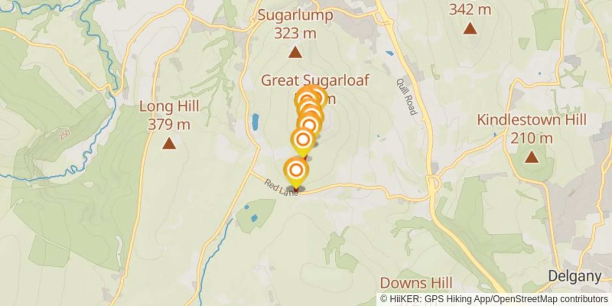 An image depicting the trail Sugarloaf Direct and its surrounding area.