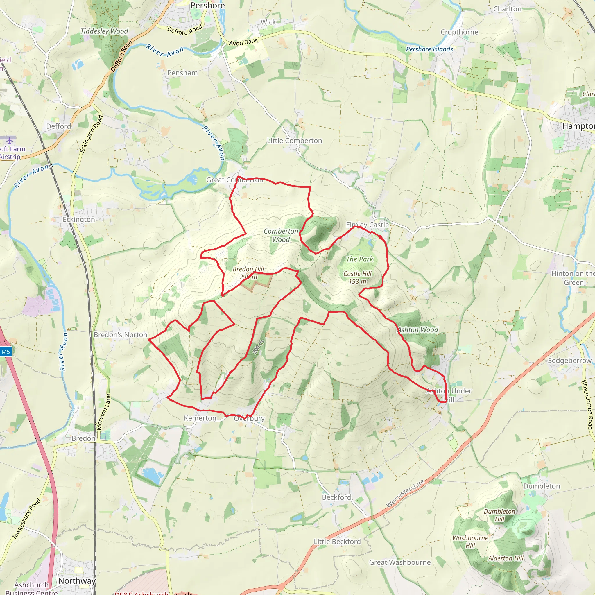 Bredon Hill from Elmley Castle mobile static map