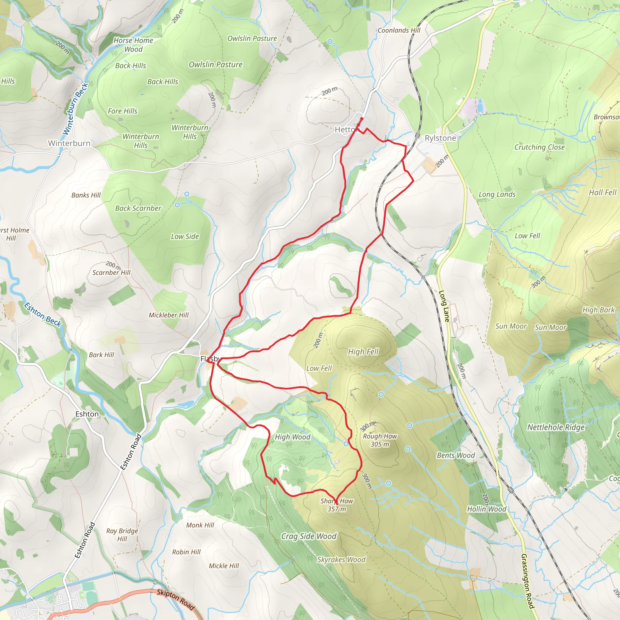 Calton Gill Wood and High Wood Loop mobile static map