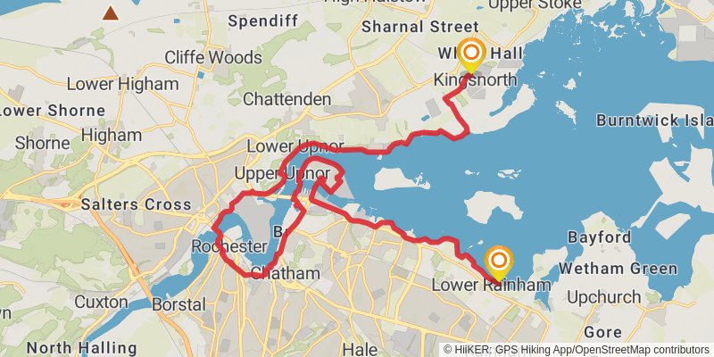 Camber to Dartford Station Walk via England Coast Path stage 13 Map