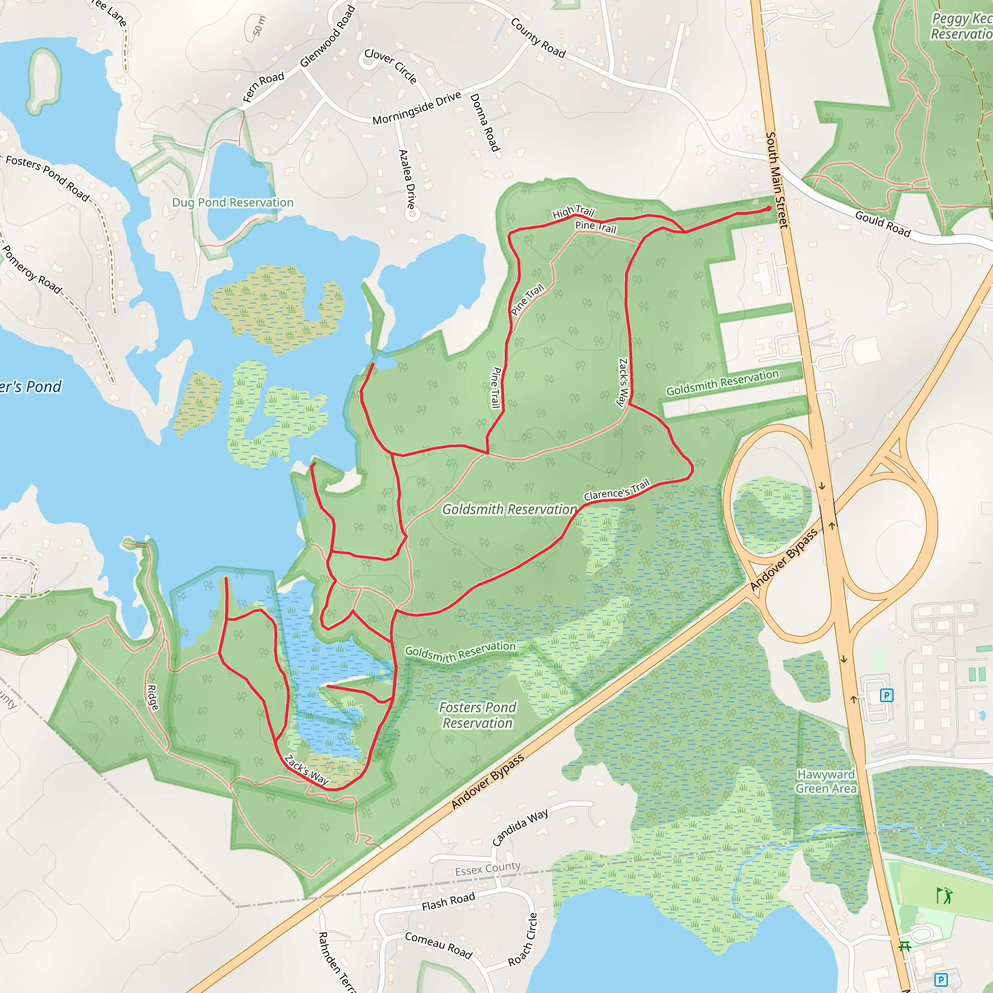Goldsmith Reservation and Fosters Pong Loop mobile static map