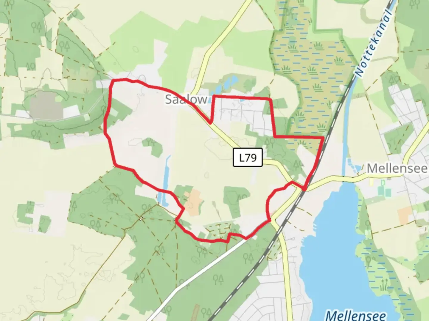 An image depicting the trail Saalow Circular Walk and its surrounding area.