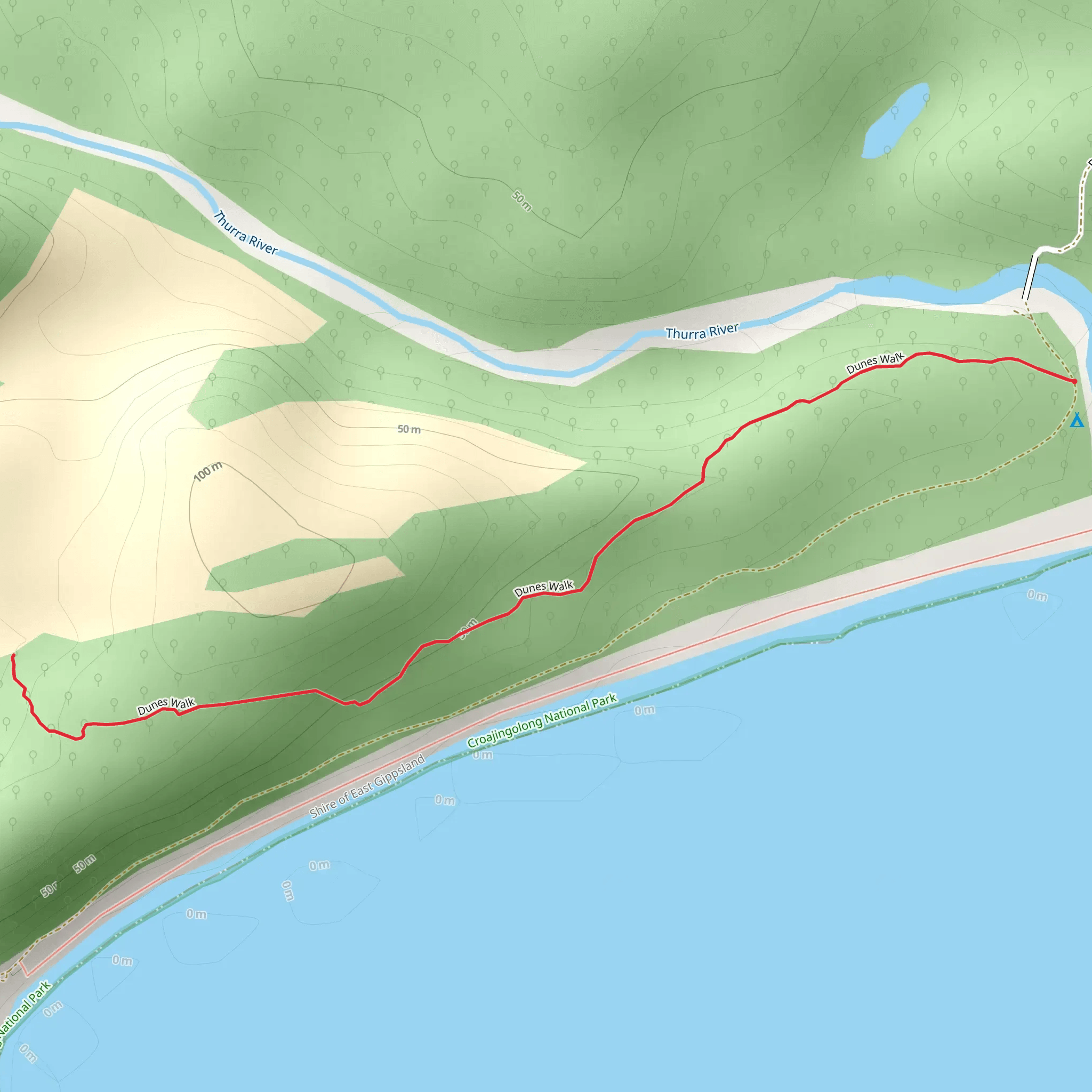 Thurra River Dunes Walk mobile static map