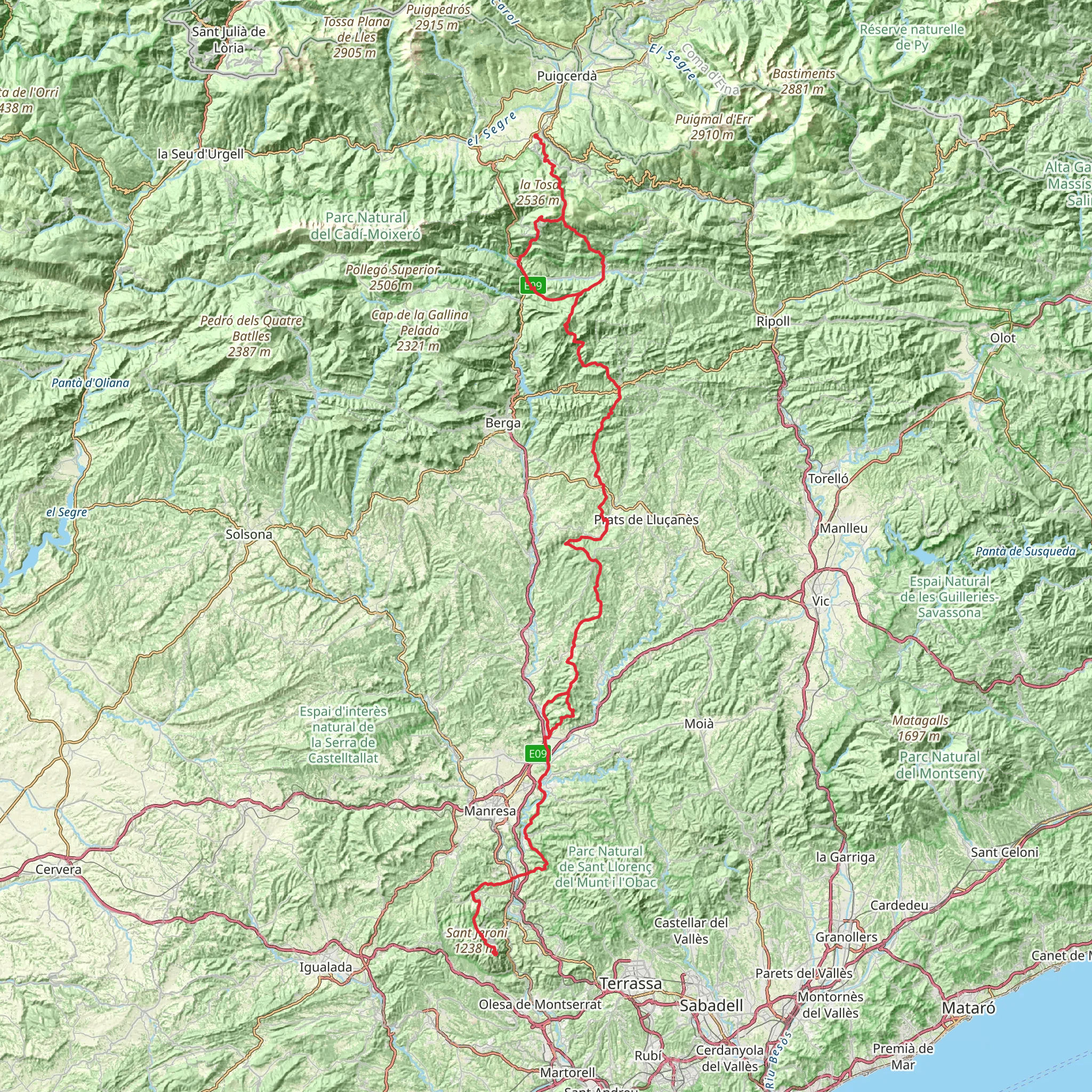 GR 4 Puigcerdà- Montserrat mobile static map