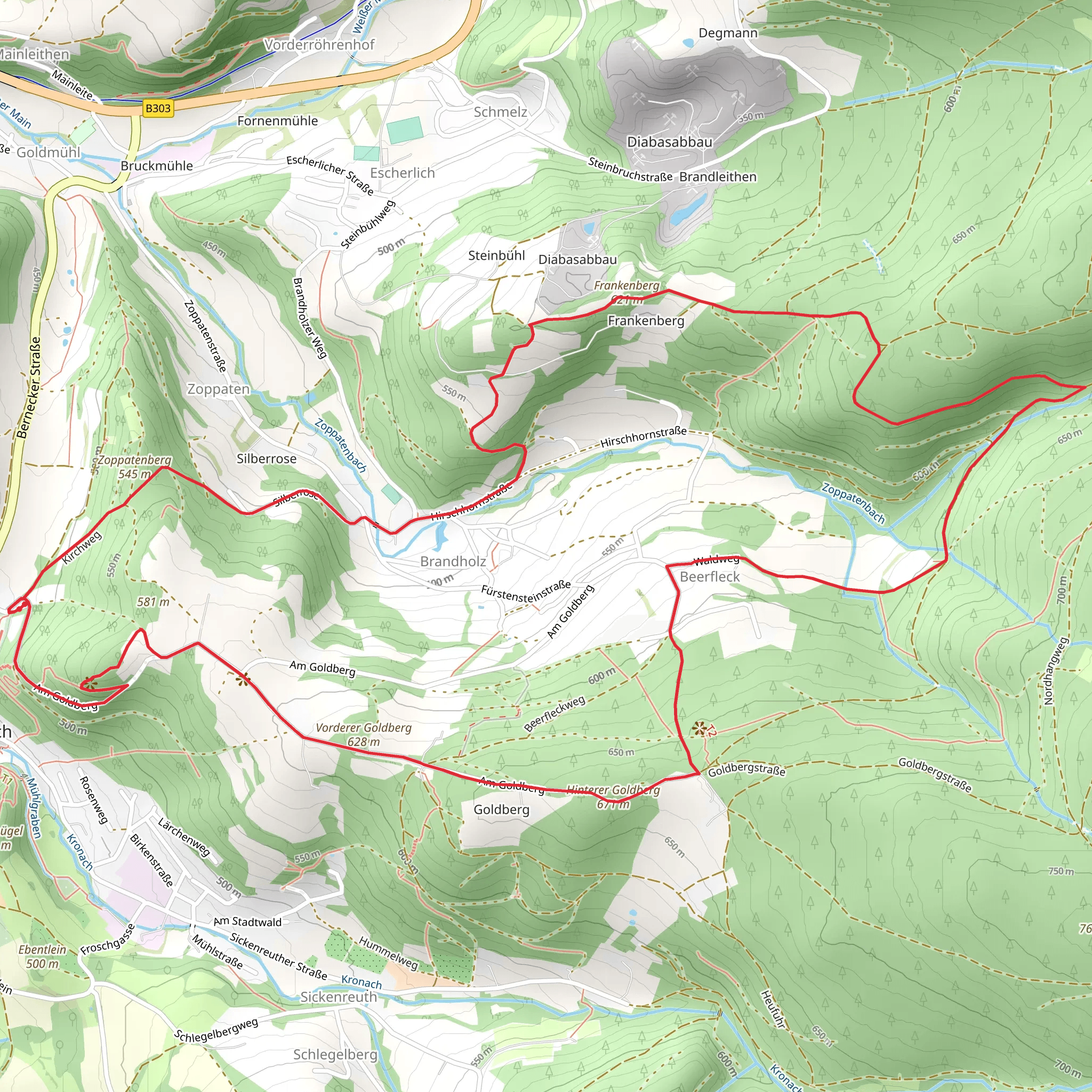 Frankenberg via Goldkronach Rundwanderweg mobile static map