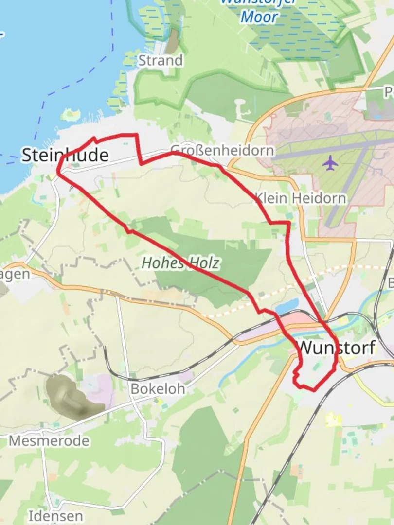 An image depicting the trail Wunstorf and Steinhude Loop and its surrounding area.