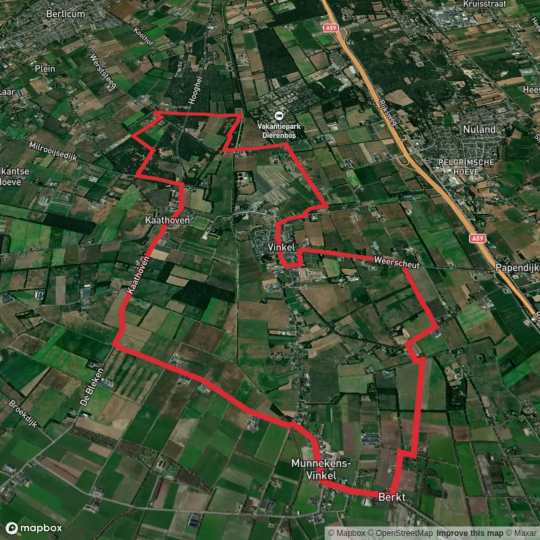An image depicting the trail Engelenstede, Bleekese Weg and Kaathoven Loop and its surrounding area.