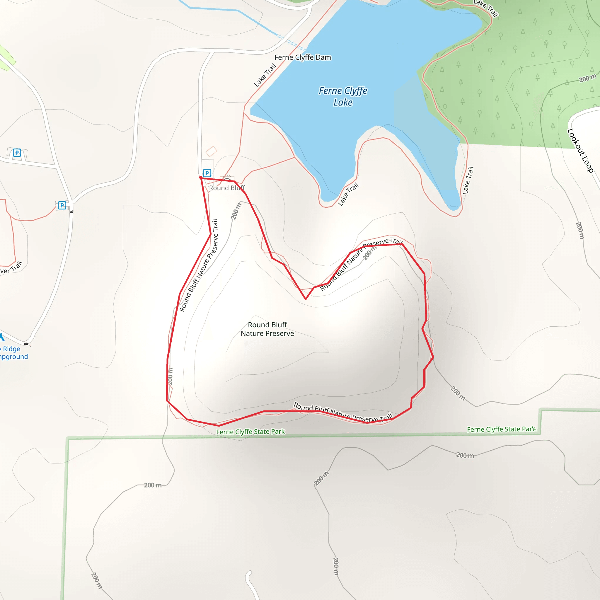 Round Bluff Nature Preserve Loop Trail mobile static map
