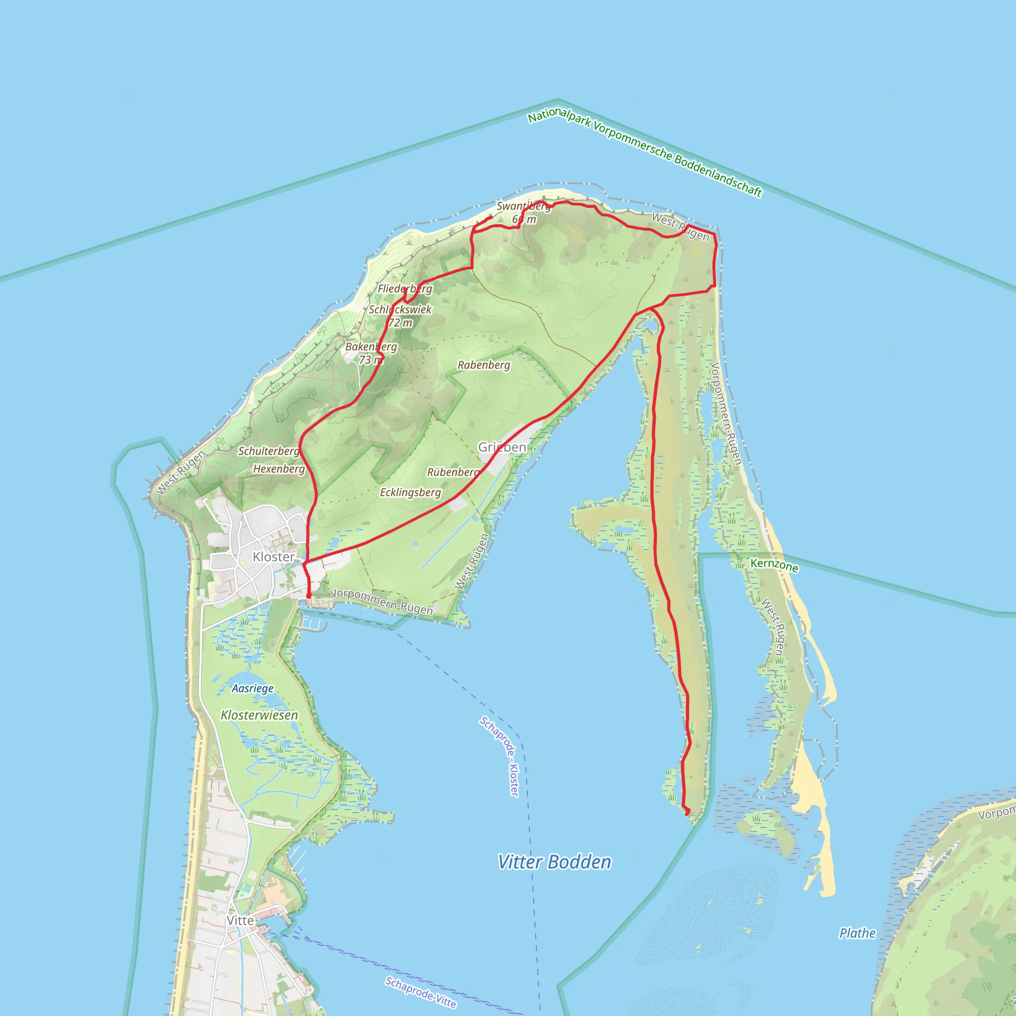 Alter Bessin, Swantiberg, Fliederberg and Inselblick Loop mobile static map