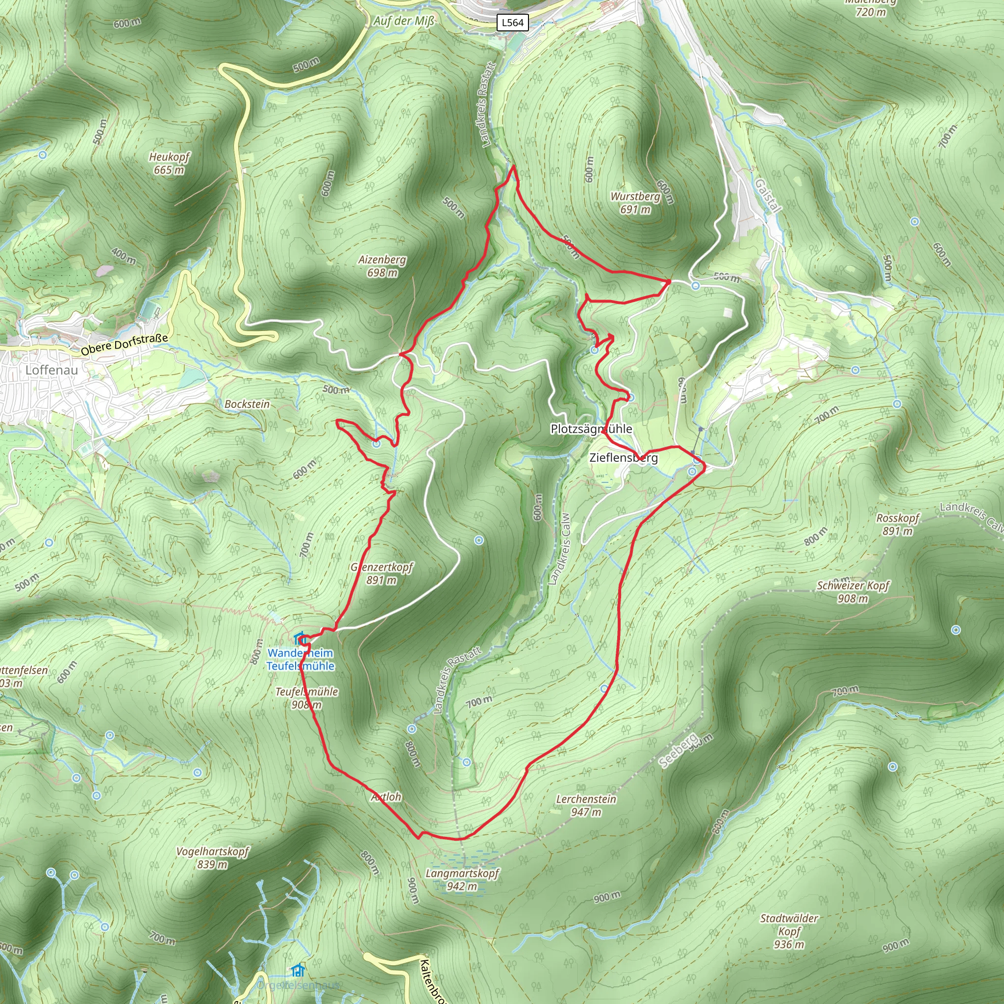 Albtal Abenteuer Track and Augenblick Runde Bad Herrenalb mobile static map