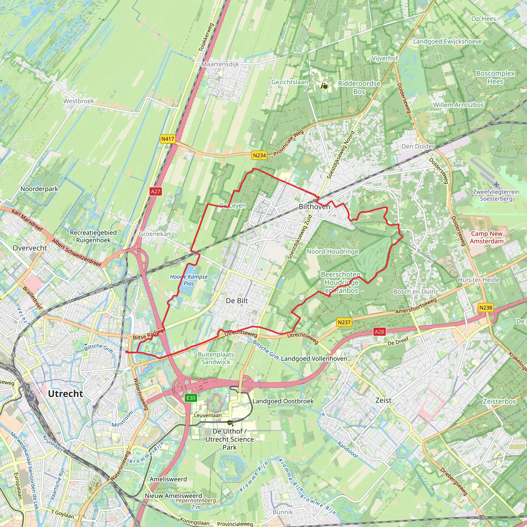 Panbos, Biltse Duinen, De Leijen and Hooge Kampse Plas Loop mobile static map