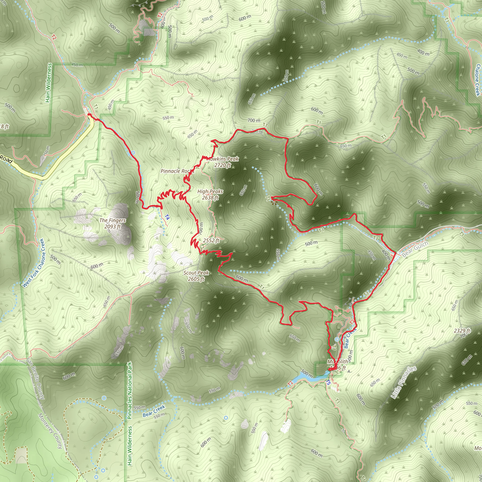 Juniper Canyon, High Peaks, Monolith and Condor Gulch Loop Trail mobile static map