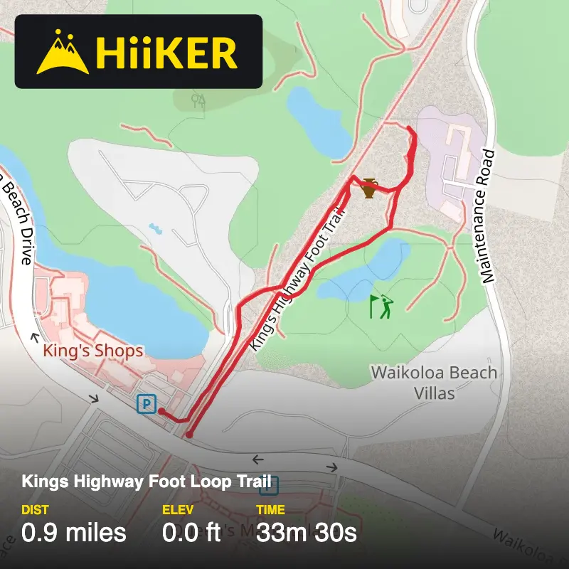 A map preview of the recording Kings Highway Foot Loop Trail.