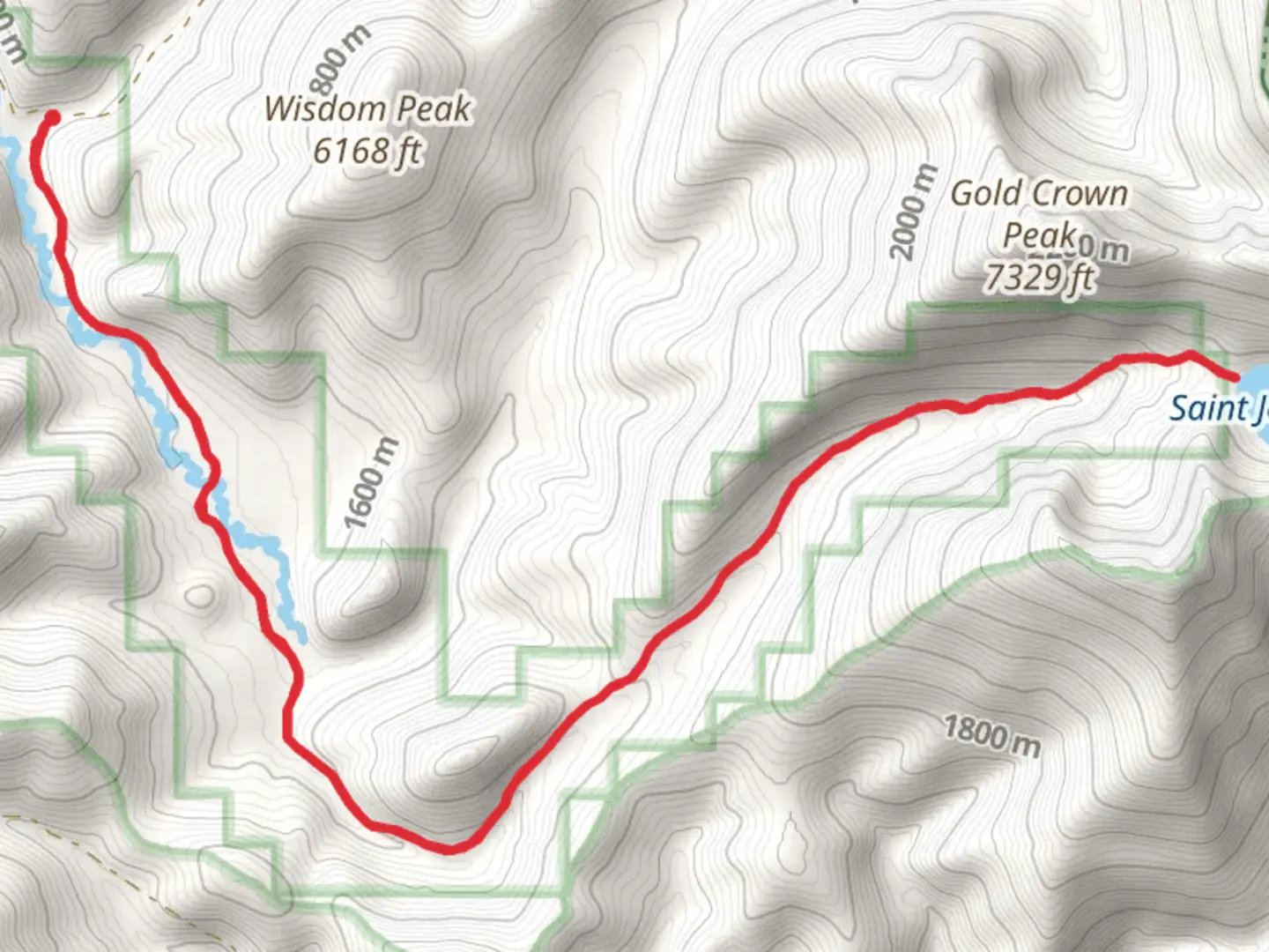 An image depicting the trail Saint Joe Lake Trail and its surrounding area.
