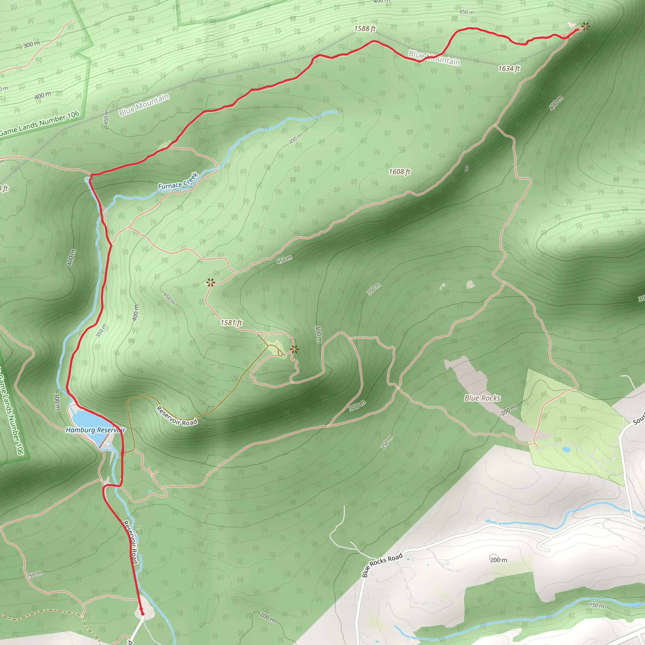 Hamburg Reservoir and The Pinnacle Peak via Reservoir Road mobile static map