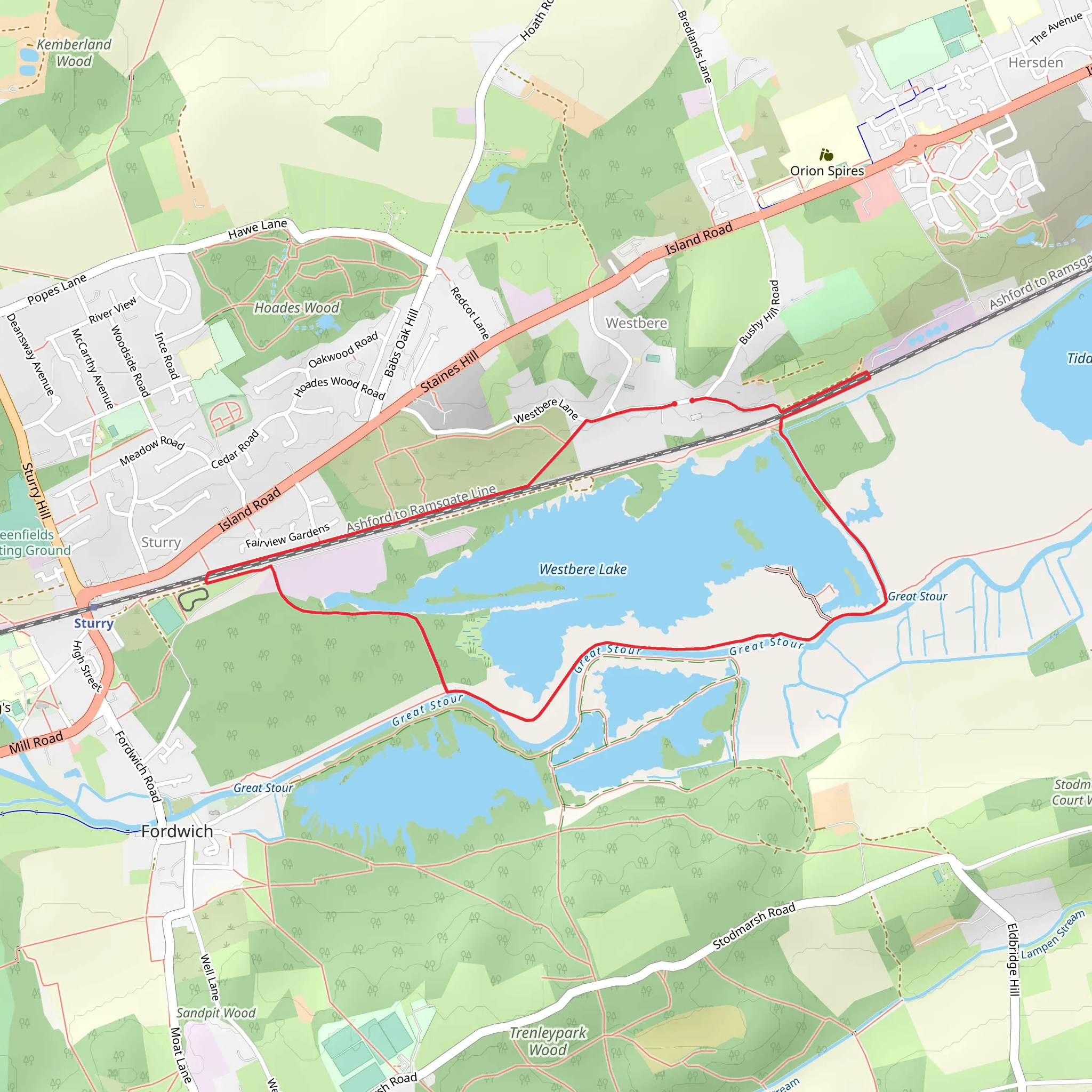 Westbere Lake mobile static map