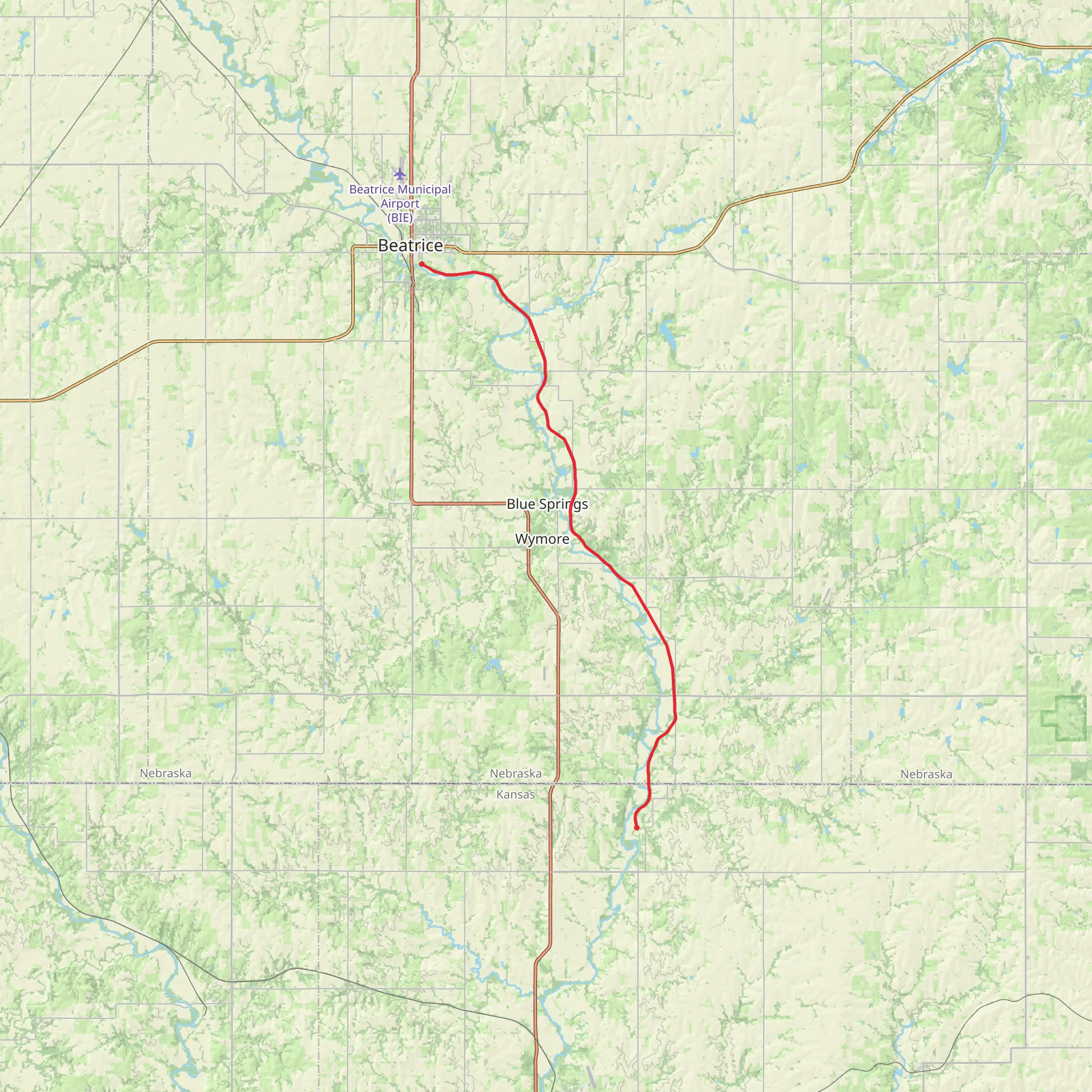 Chief Standing Bear and Blue River Trail mobile static map