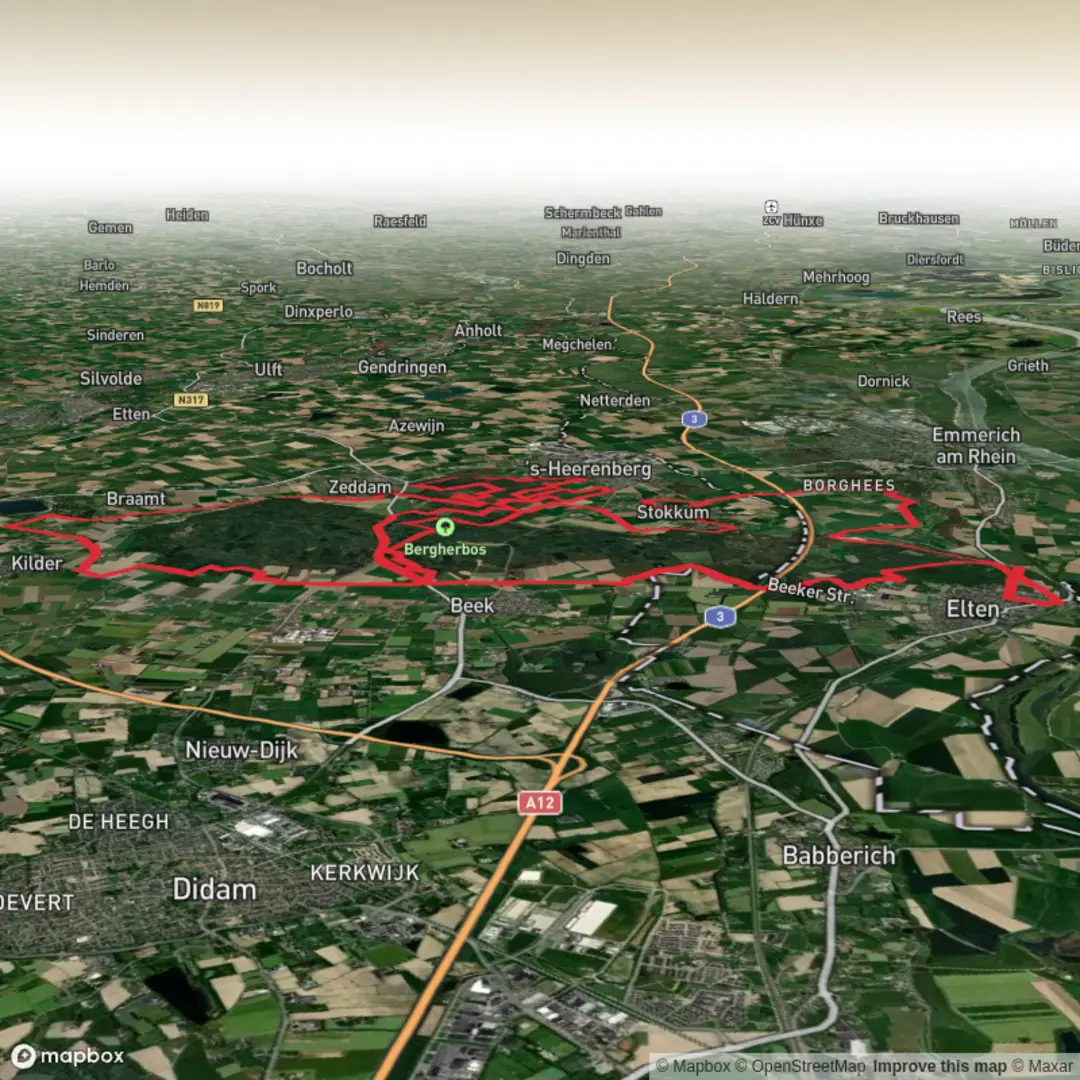 An image depicting the trail Hooge Heide, Montferland and Bergherbosch Circular and its surrounding area.
