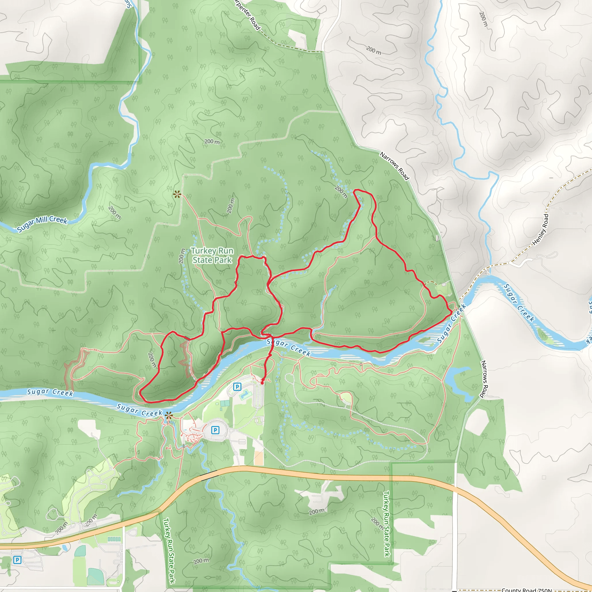 Sugar Creek and Rocky Hollow Loop via Trail 4 mobile static map