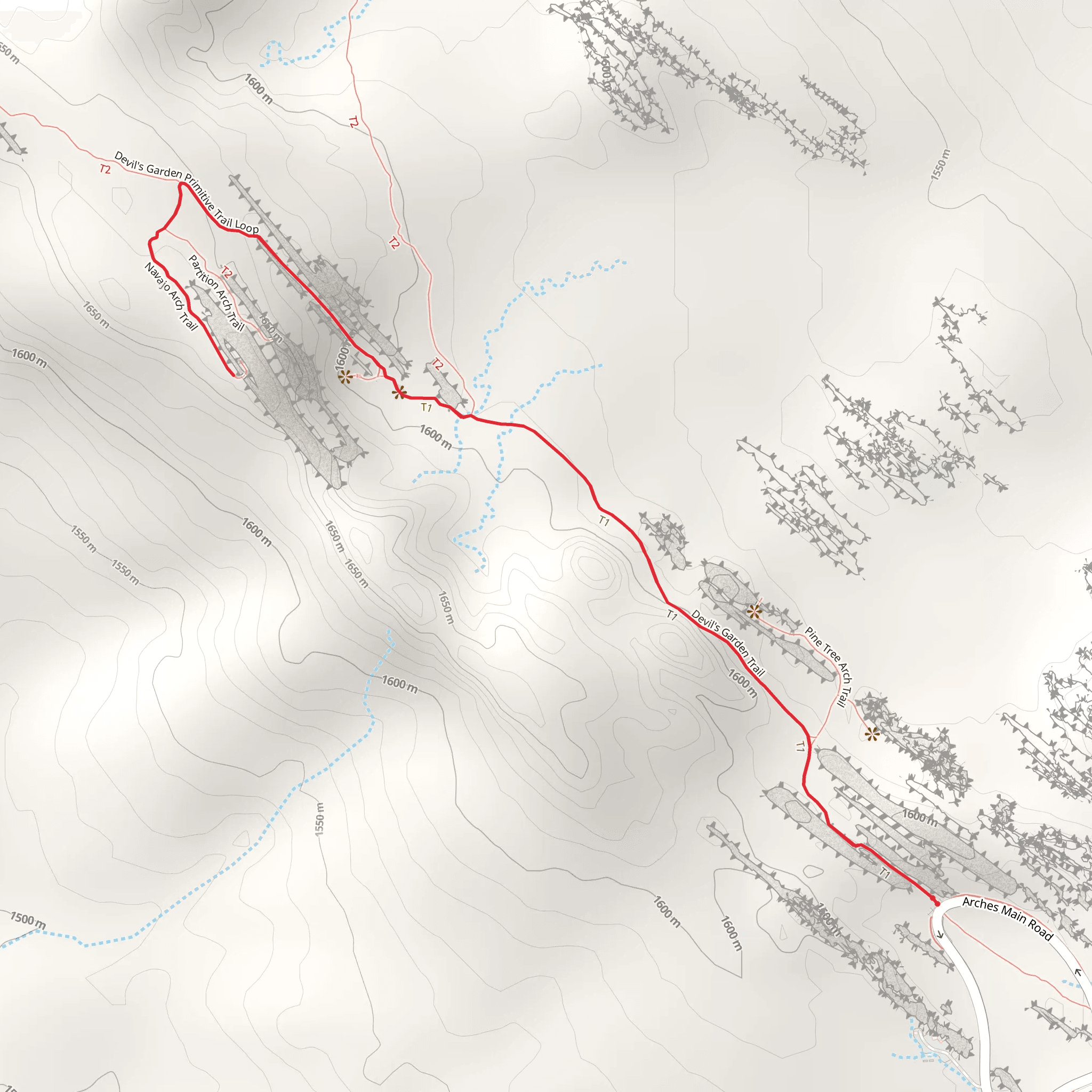 Devils Garden Trail and Navajo Arch Trail mobile static map